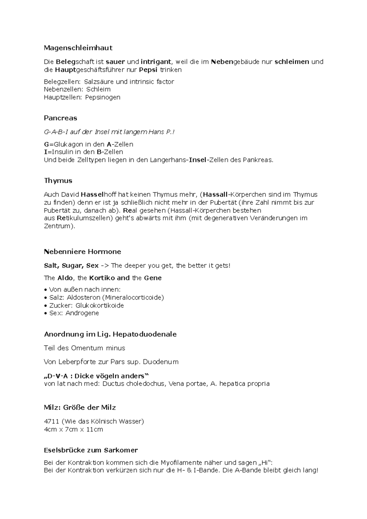 Merkspruche Fur Anatomie Studocu