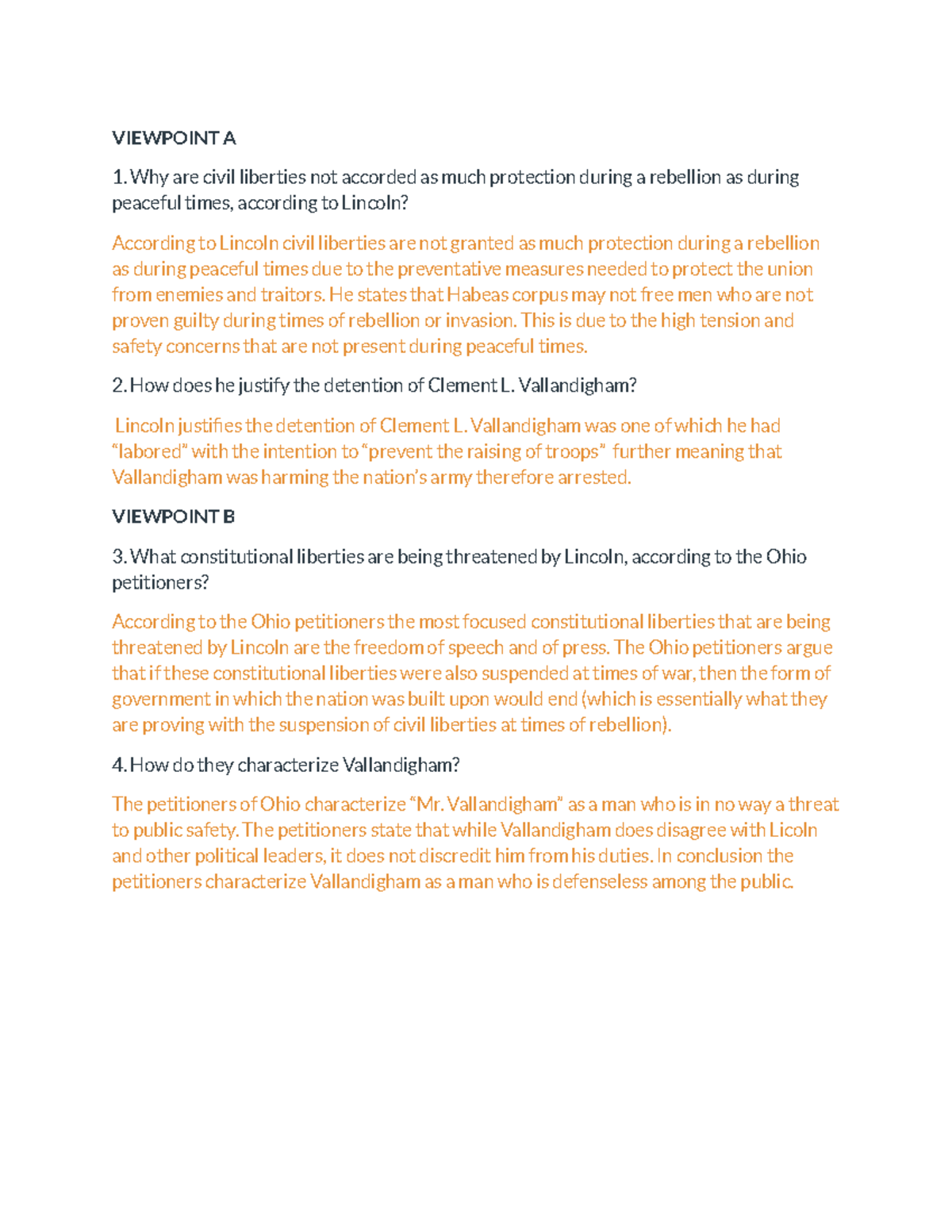 Civil Liberties Opposing Viewpoints-Kaylee Gonzalez - VIEWPOINT A Why ...