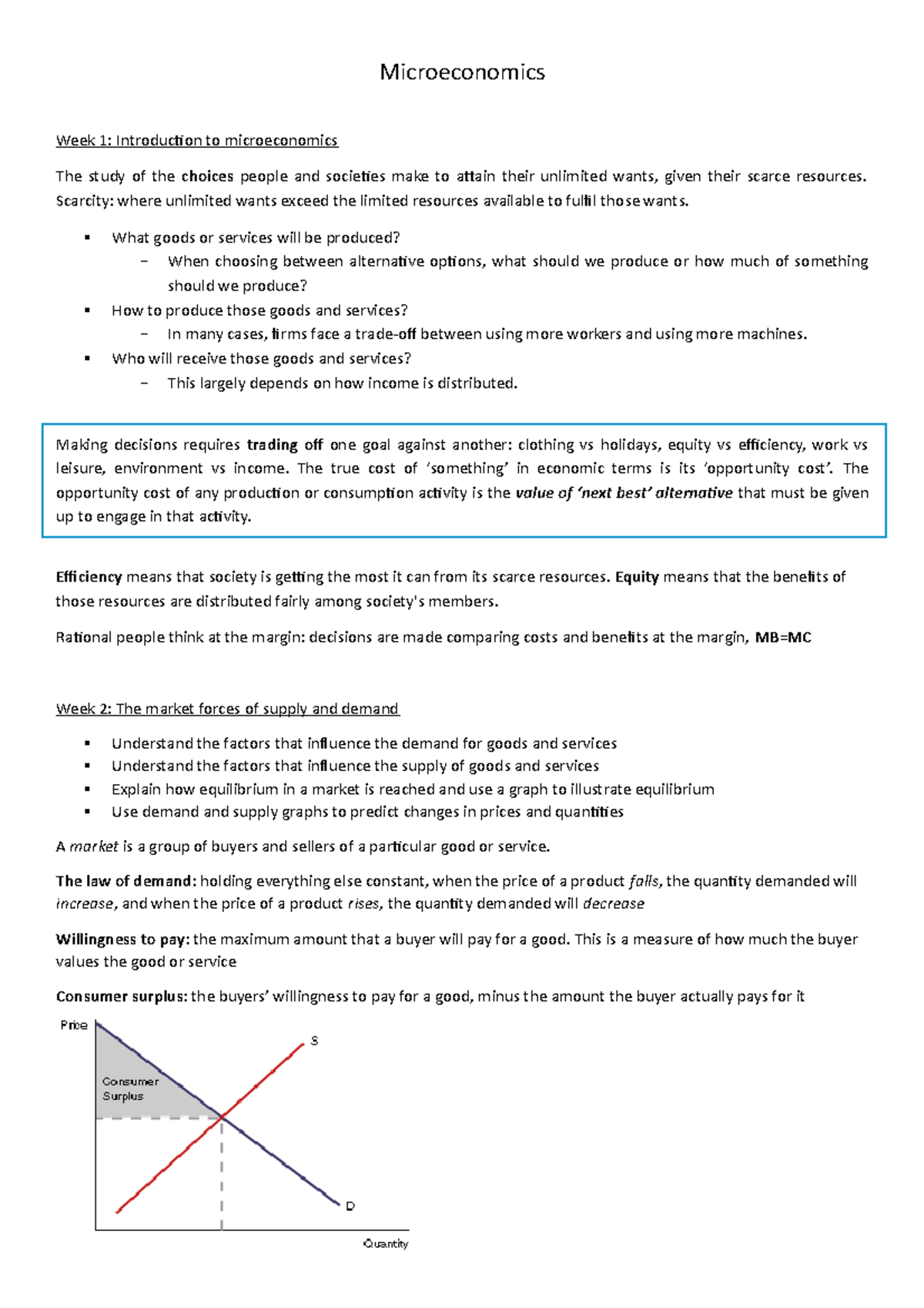 Microeconomics Notes - Lecture Notes, Lectures 1 - 12 - Microeconomics ...