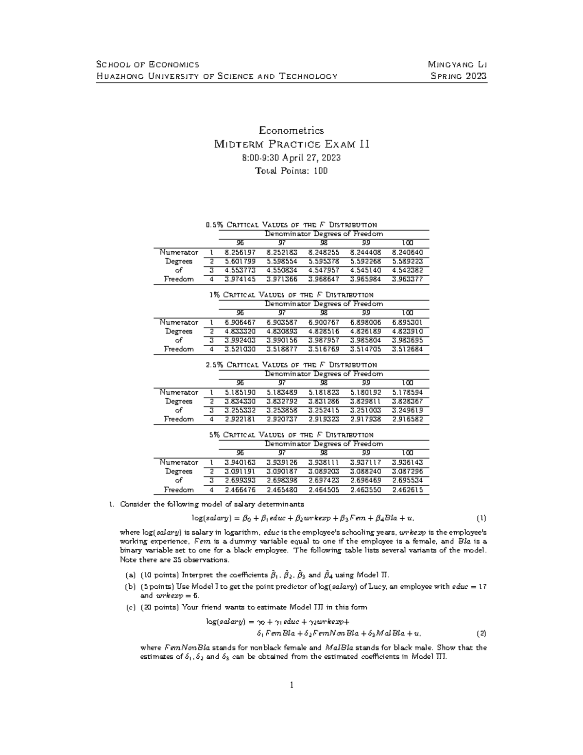 MT 2 S23 practice - Homework - School of Economics Huazhong University ...