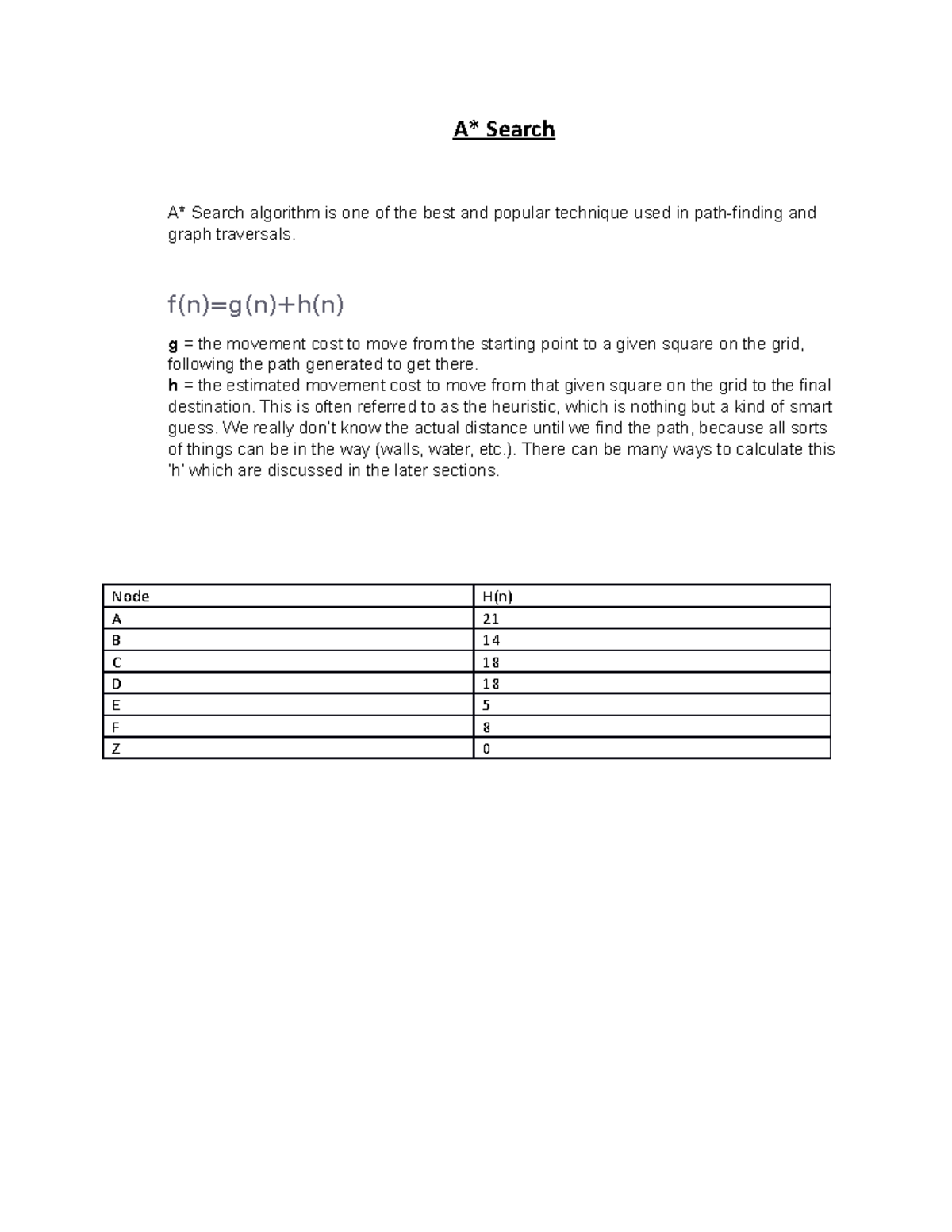 A star search - notes - A* Search A* Search algorithm is one of the ...
