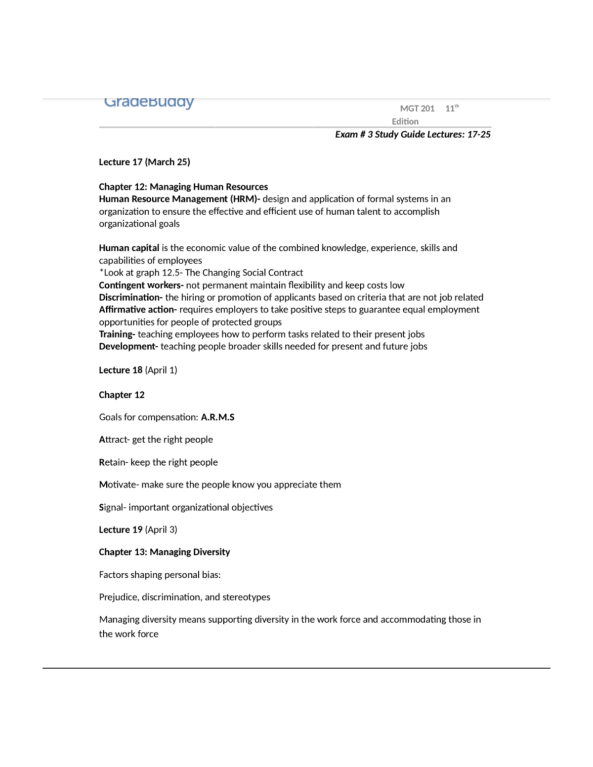 MGT 201 Final Exam guide - MGT 202 - Studocu