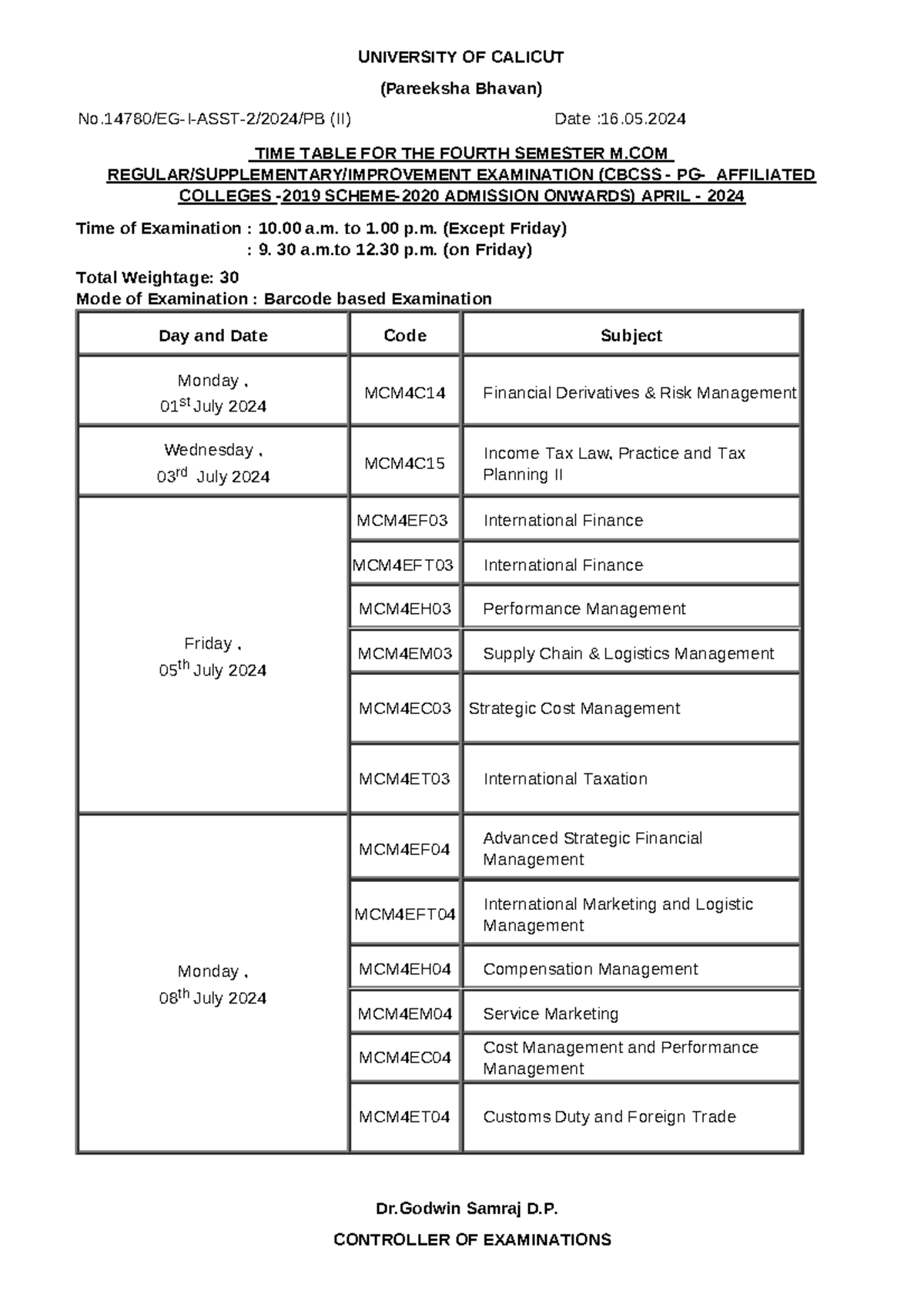 2024-05-16 15 39 12 time9234 - UNIVERSITY OF CALICUT (Pareeksha Bhavan ...