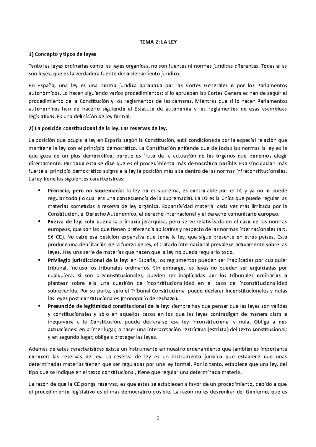 TEMA 2 LA LEY derecho constitucional 2 - TEMA 2: LA LEY Concepto y ...
