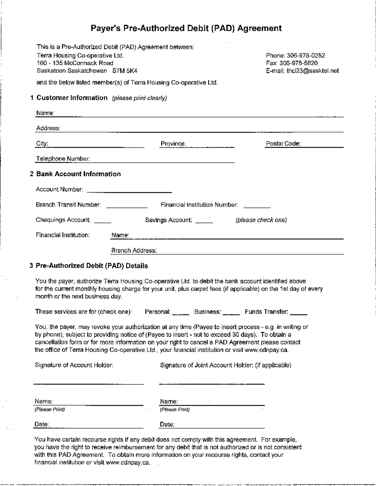 PAD Agreement - NA for Docs - Debit (PAD) Agreement This is a Debit ...