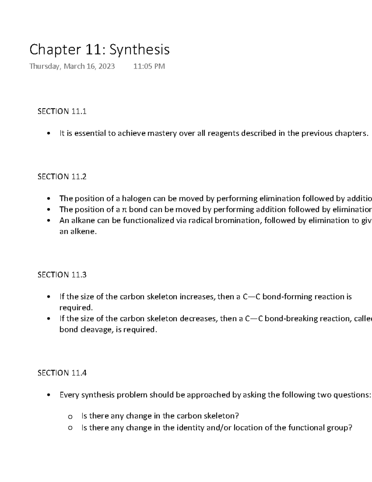 Chapter 11: Synthesis Summary - SECTION 11. It is essential to achieve ...