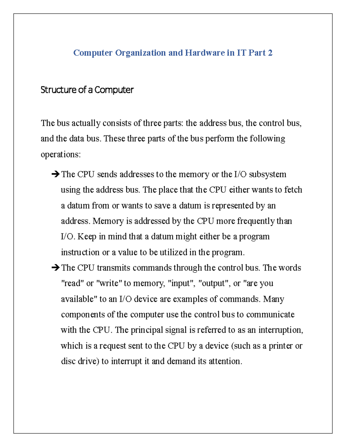 Computer Organization and Hardware in IT Part 2 - These three parts of ...