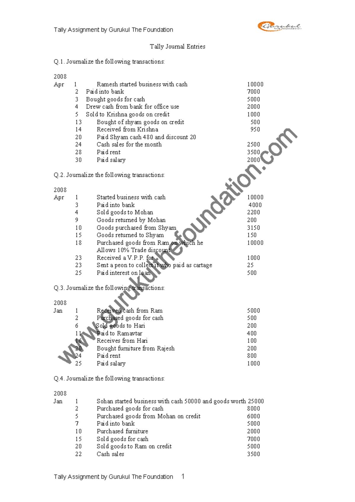 39057039 Tally Journal Entries Tally Journal Entries 26 Paid to Mohan