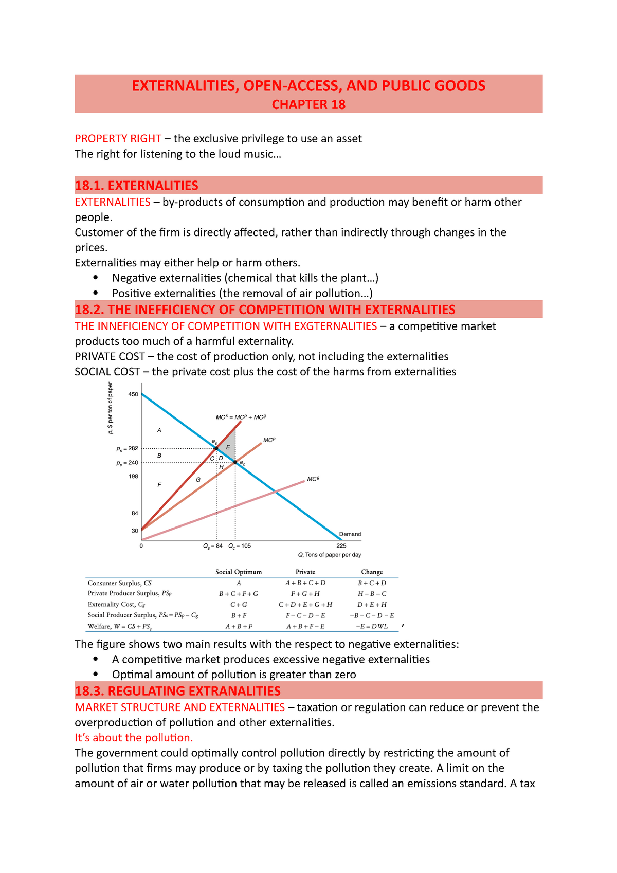 Chapter 18 Externalities - EXTERNALITIES, OPEN-ACCESS, AND PUBLIC GOODS ...