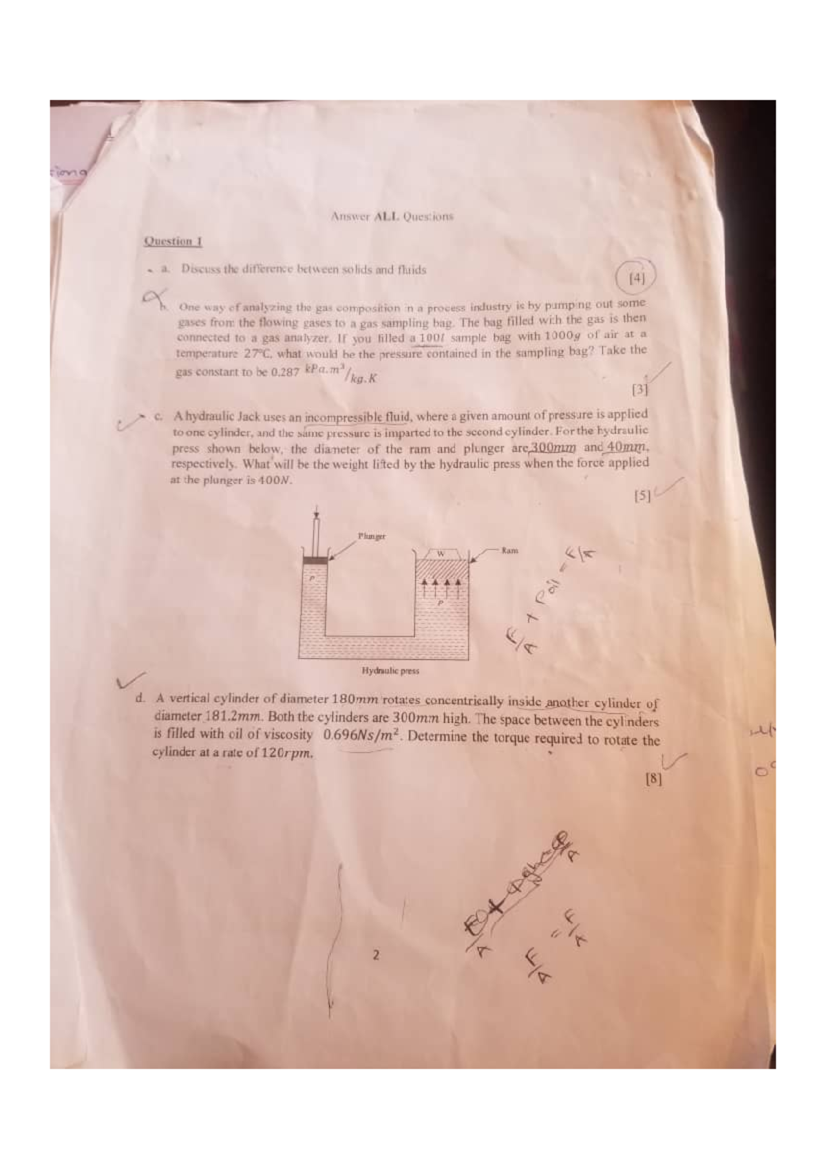 CE311 Test1 2021 - Copy - FLUID MECHANICS - Studocu