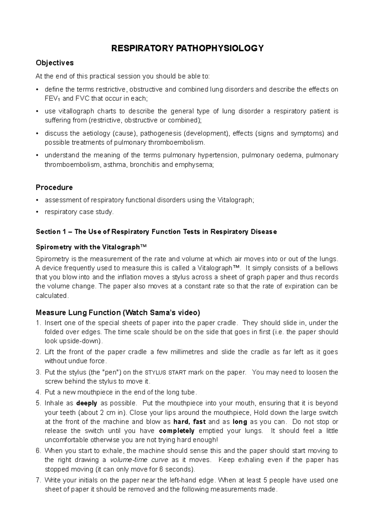 Week 7 - Respiratory Pathophysiology worksheet - C10184v6 - Studocu