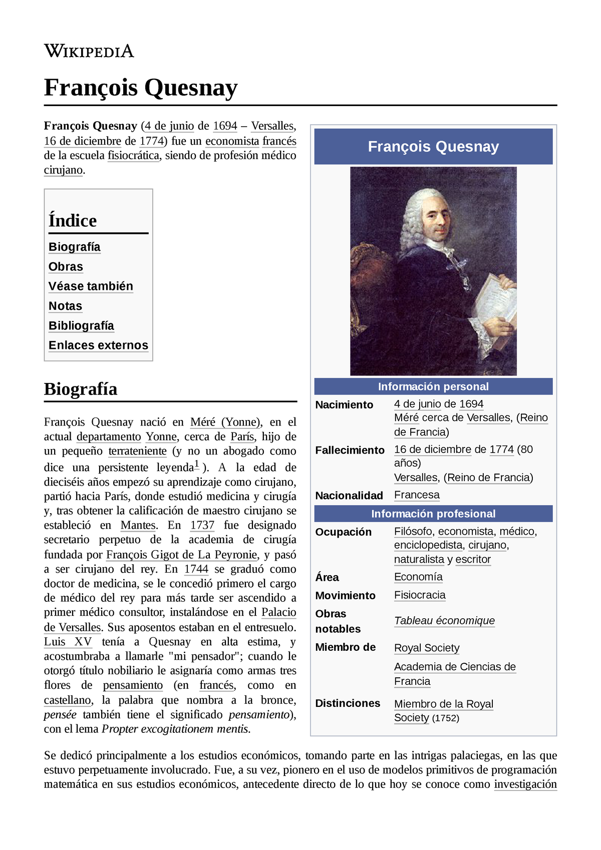 François Quesnay - jsjsfgjgsg - François Quesnay Información personal  Nacimiento 4 de junio de 1694 - Studocu