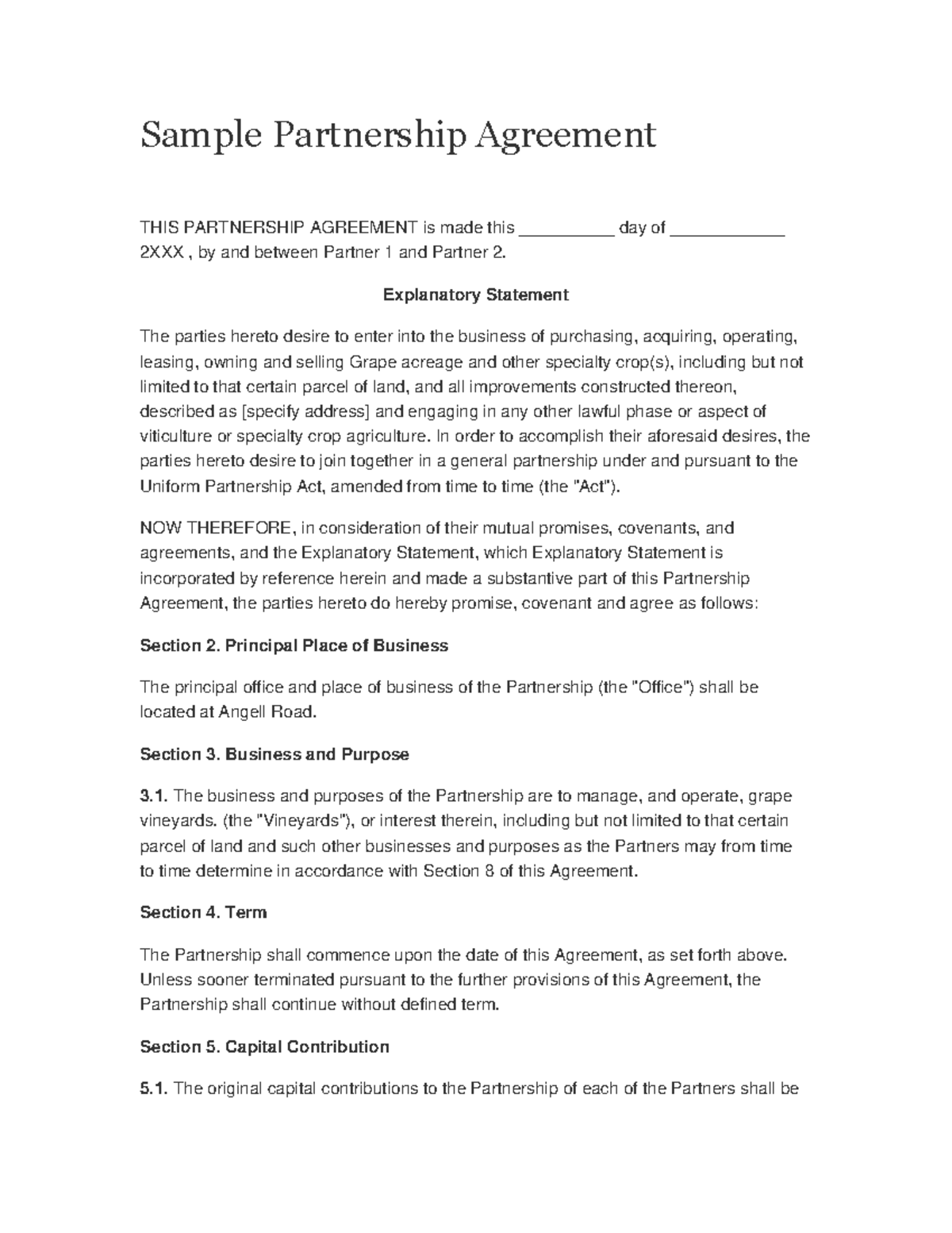 Partnership - Explanatory Statement The parties hereto desire to enter ...