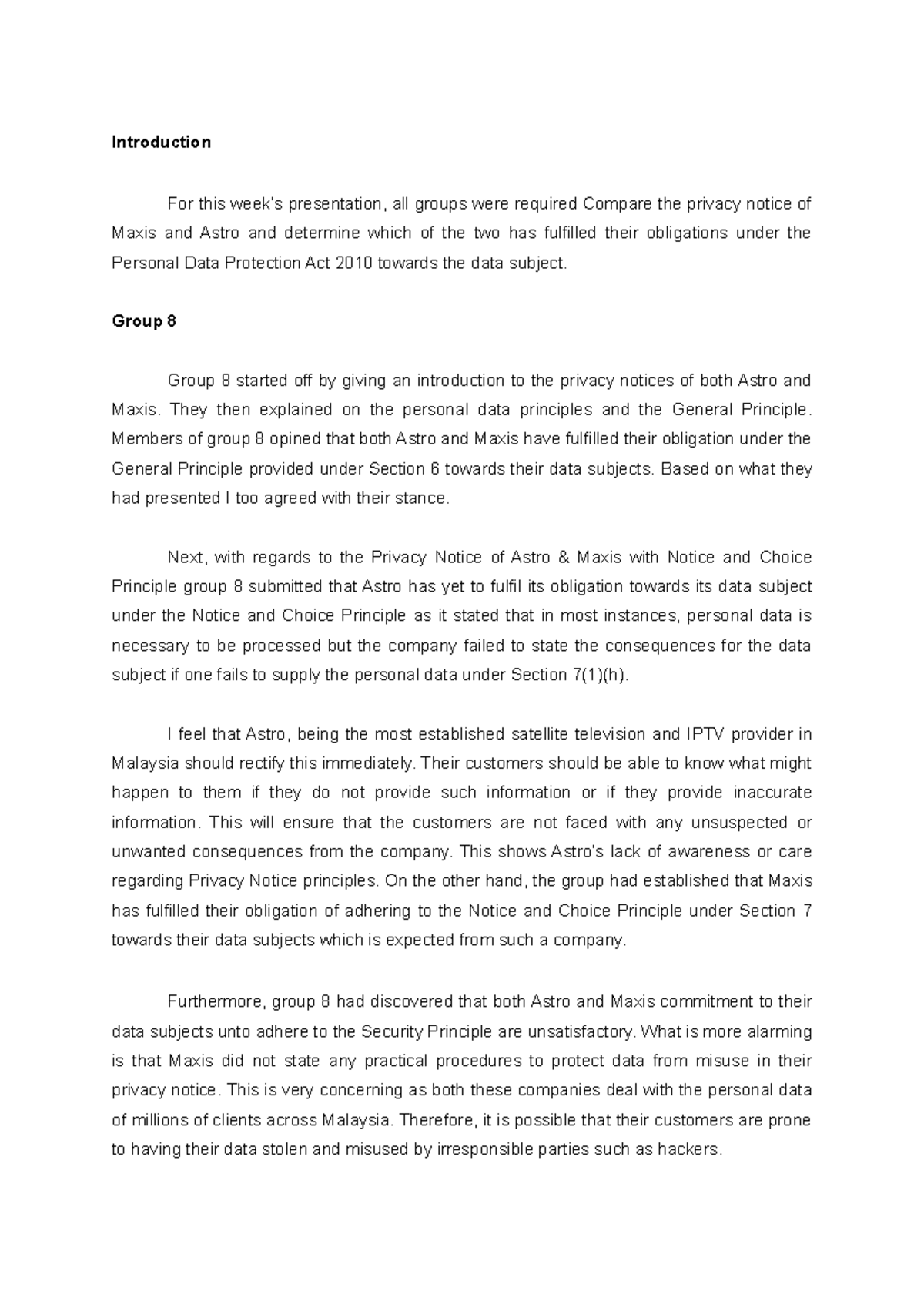 WEEK 2 Report on Presentations - Introduction For this week’s ...