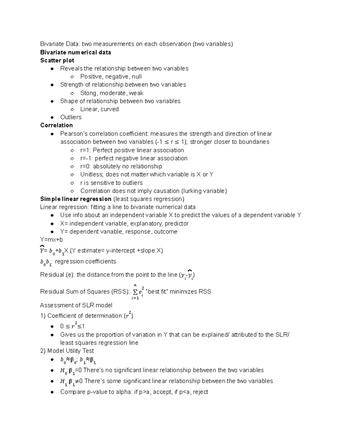 Module 3 - Bivariate Data: two measurements on each observation (two ...