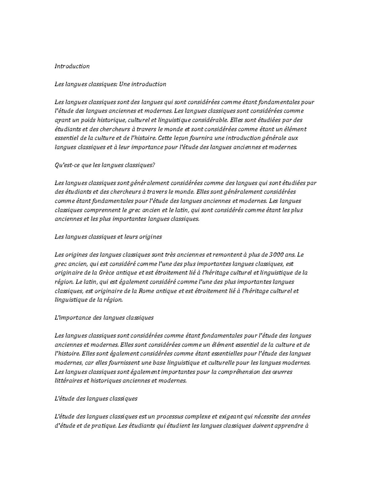 Classical Languages Study Notes - SOC 585 - UIC - Studocu