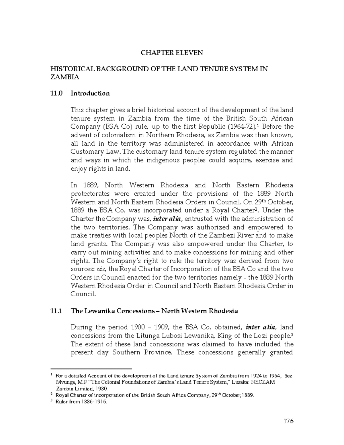 UNIT 1 Historical Development OF LAND Tenure System IN Zambia CHAPTER