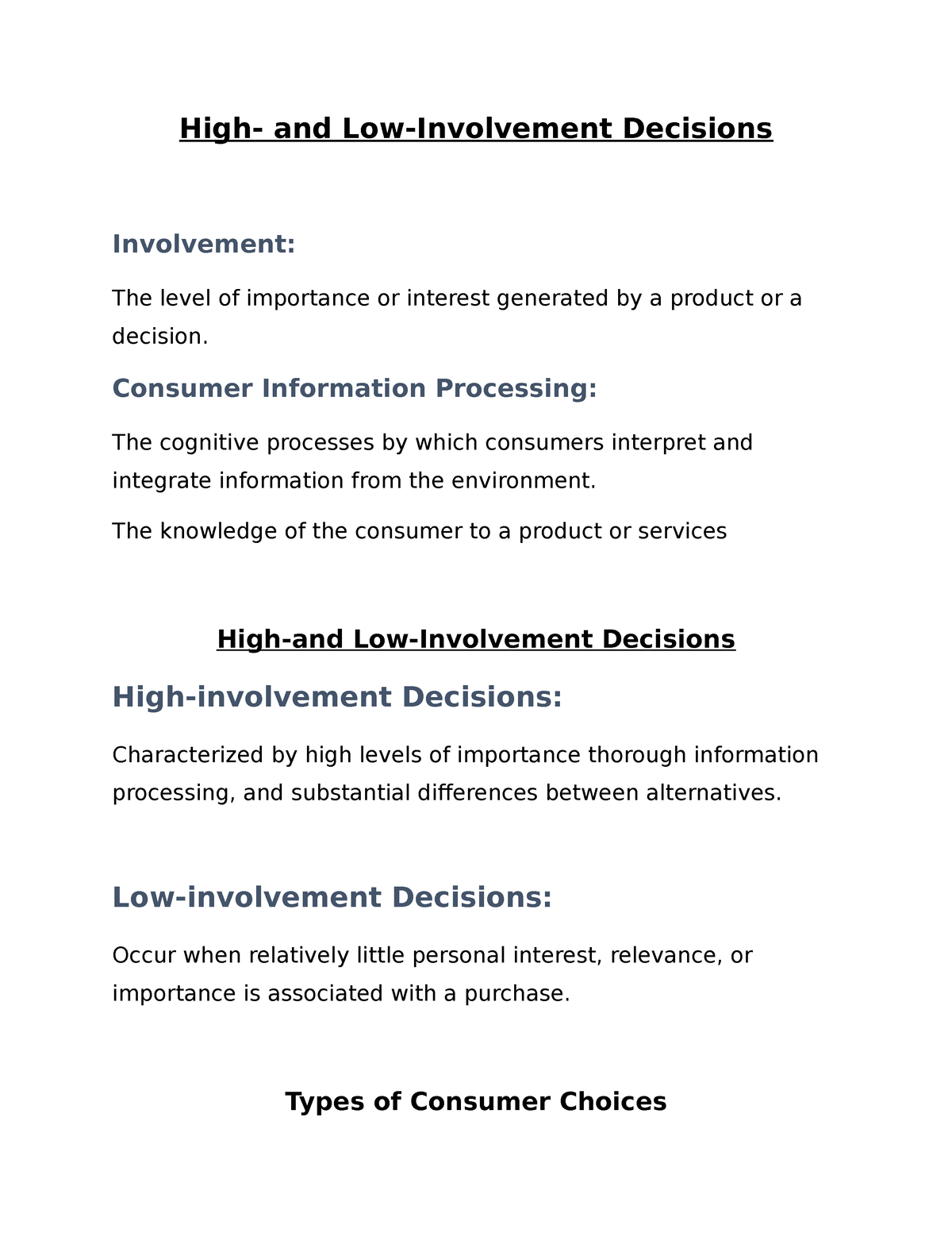 High And Low Involvement Decisions - High- And Low-Involvement ...