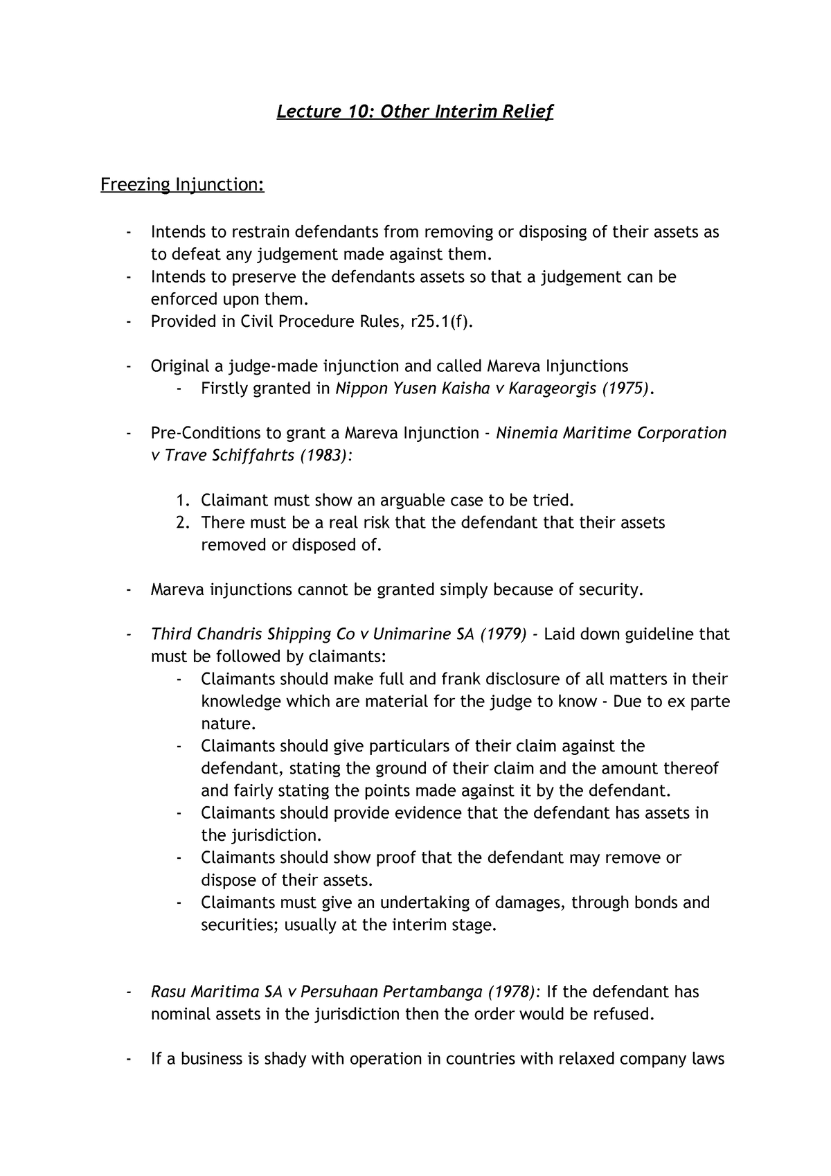 Lecture 10 Other Interim Relief - Lecture 10: Other Interim Relief ...