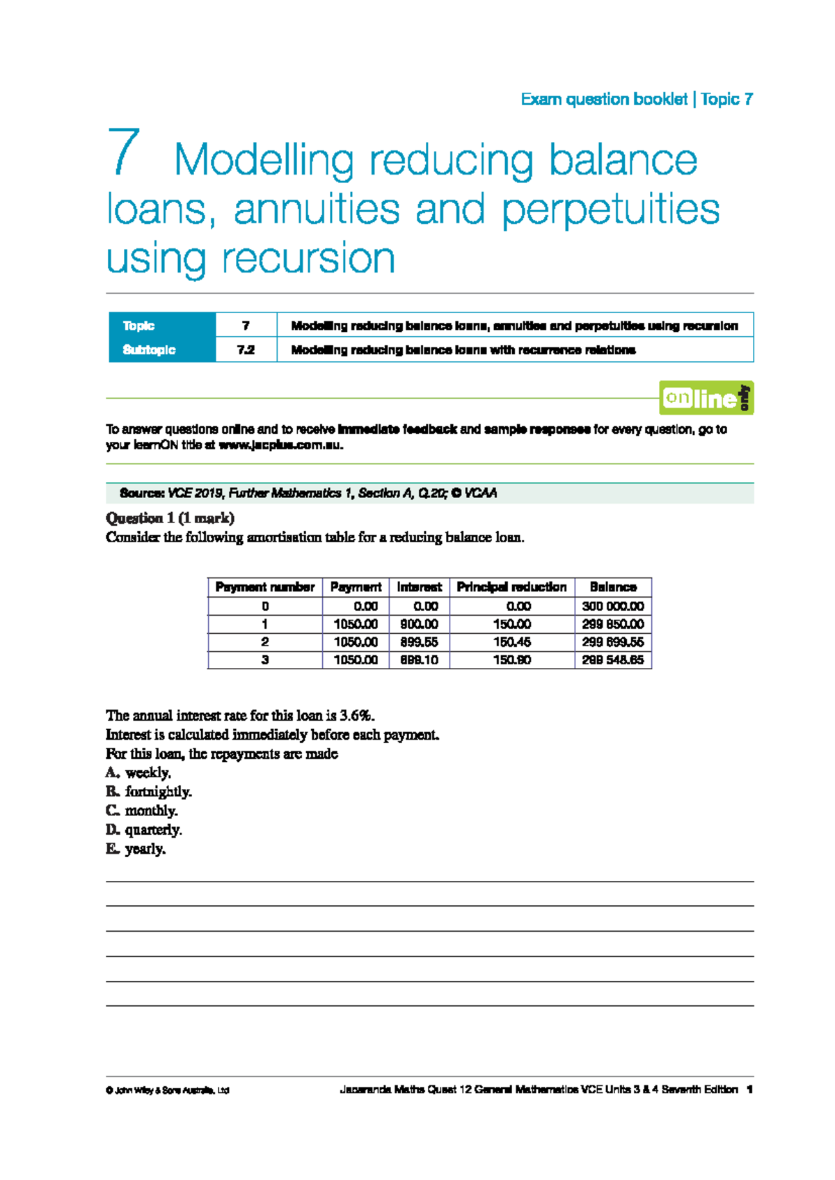 JAC EXAM Questions CH 7 Financial Maths PART 3 - Exam question booklet ...