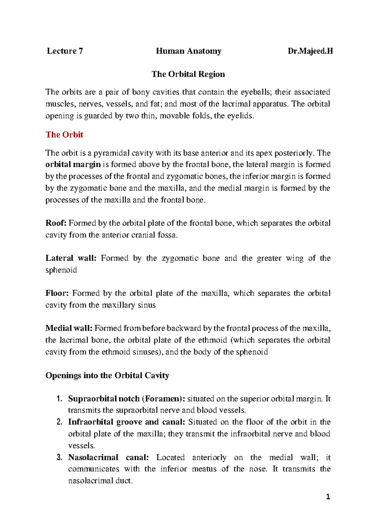 Lecture 7 anatomy first year - Lecture 7 Human Anatomy Dr.Majeed The ...