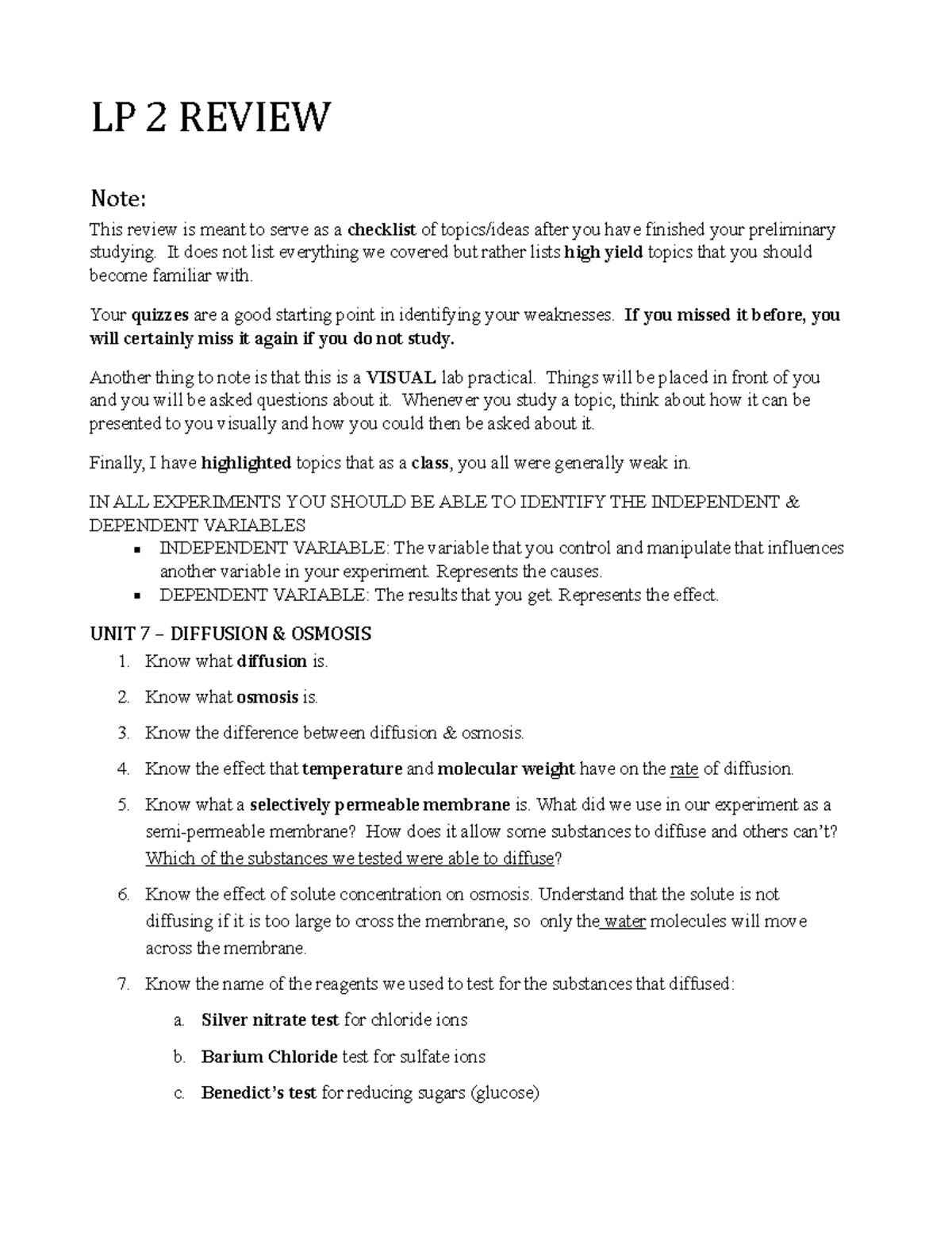 Biology 1406 Lab Practical 2 Review 5 22 Lp 2 Review Note This