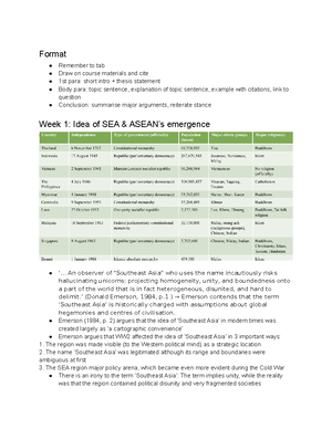Finals Notes - Week 1: Politics in Southeast Asia What was the source ...