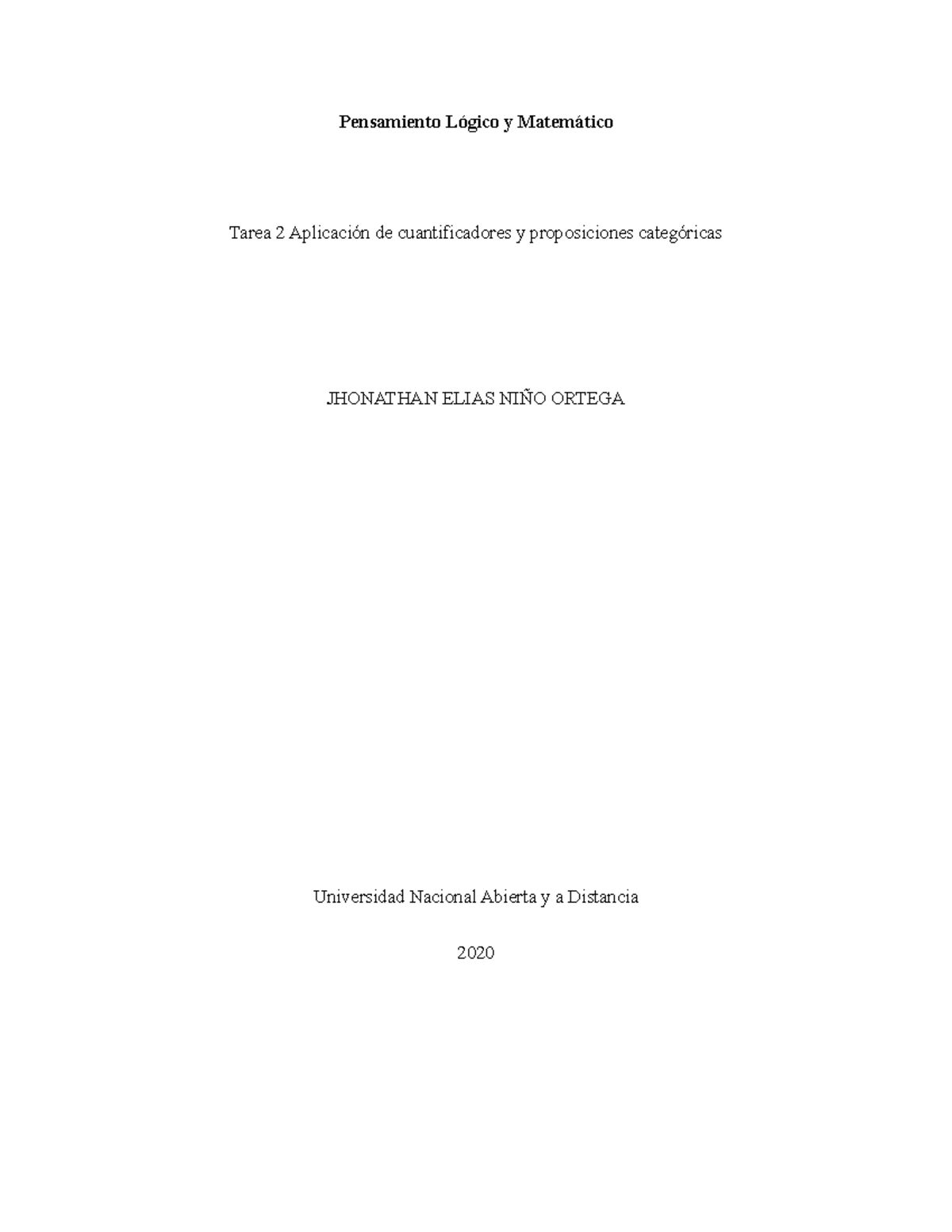 Tarea 2 Aplicación De Cuantificadores Y Proposiciones Categóricas ...