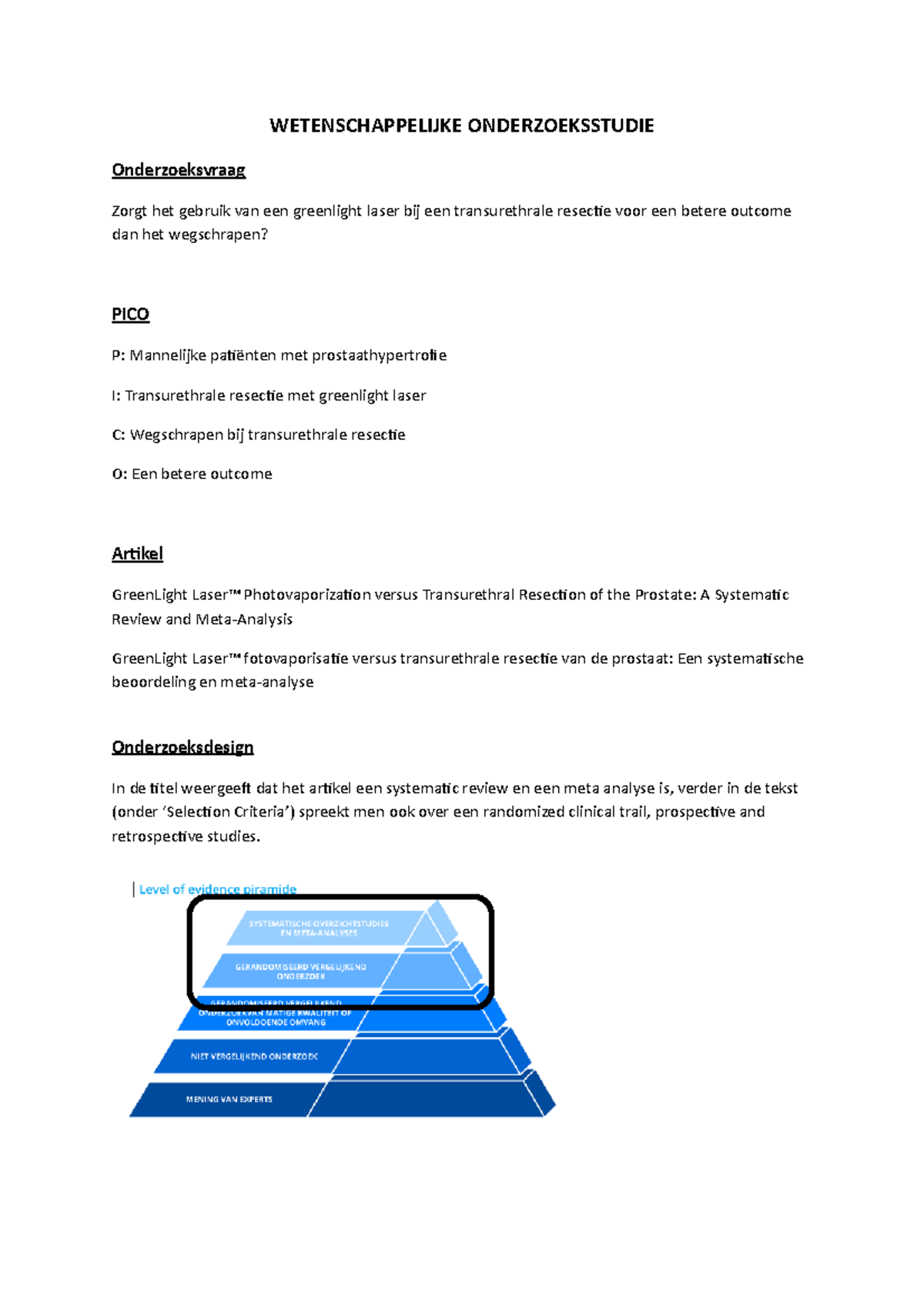 TUR greenlight vs TURP - Wetenschappelijk artikel taak stage ...