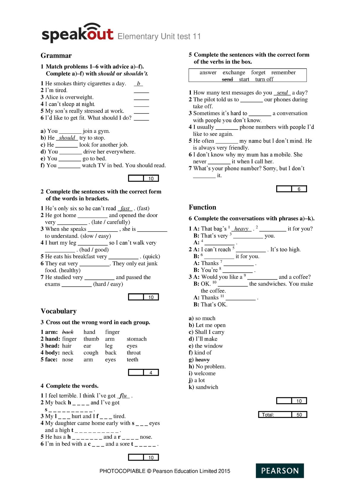 Unit 11 Quiz - dfhgdfxhh - Elementary Unit test 11 PHOTOCOPIABLE ...