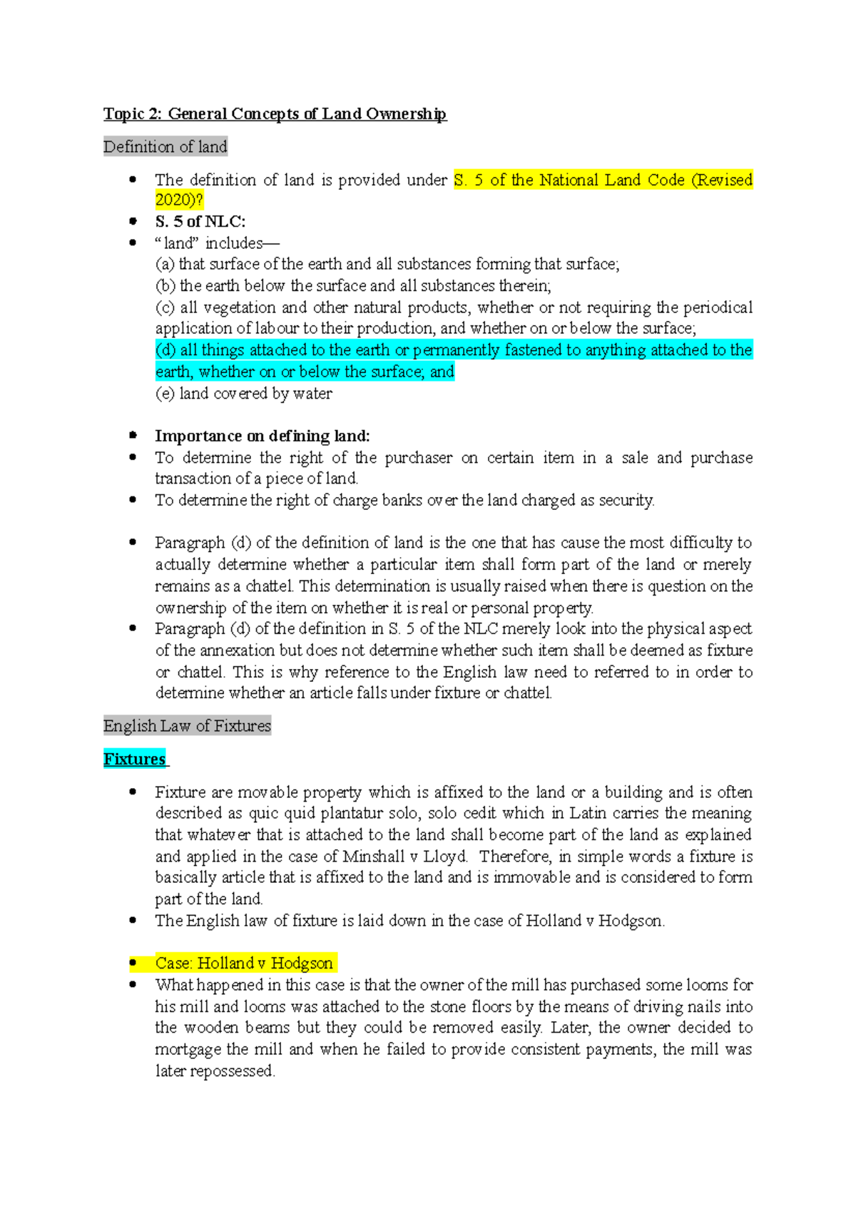 Topic 2 General Concepts of Land Ownership Topic 2 General Concepts