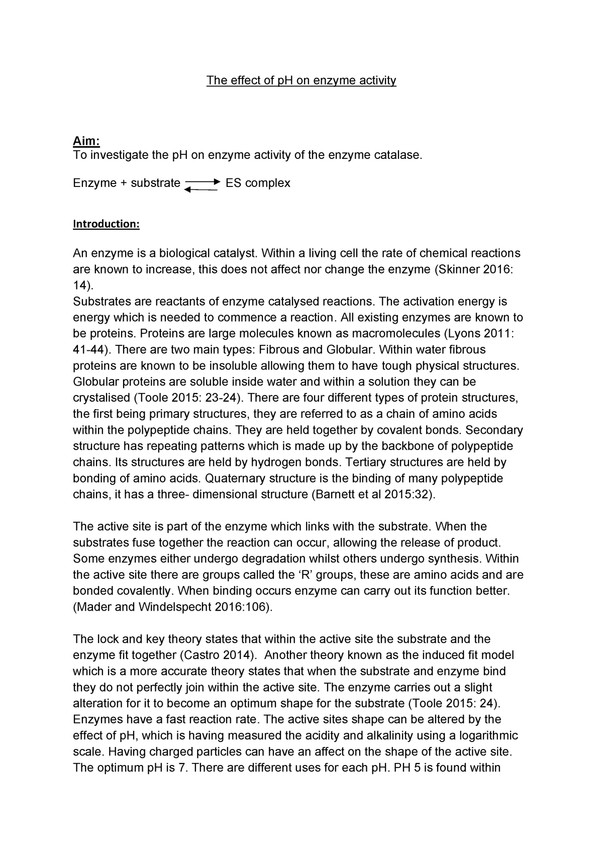 The effect of p H on enzyme activity 1 - The effect of pH on enzyme ...