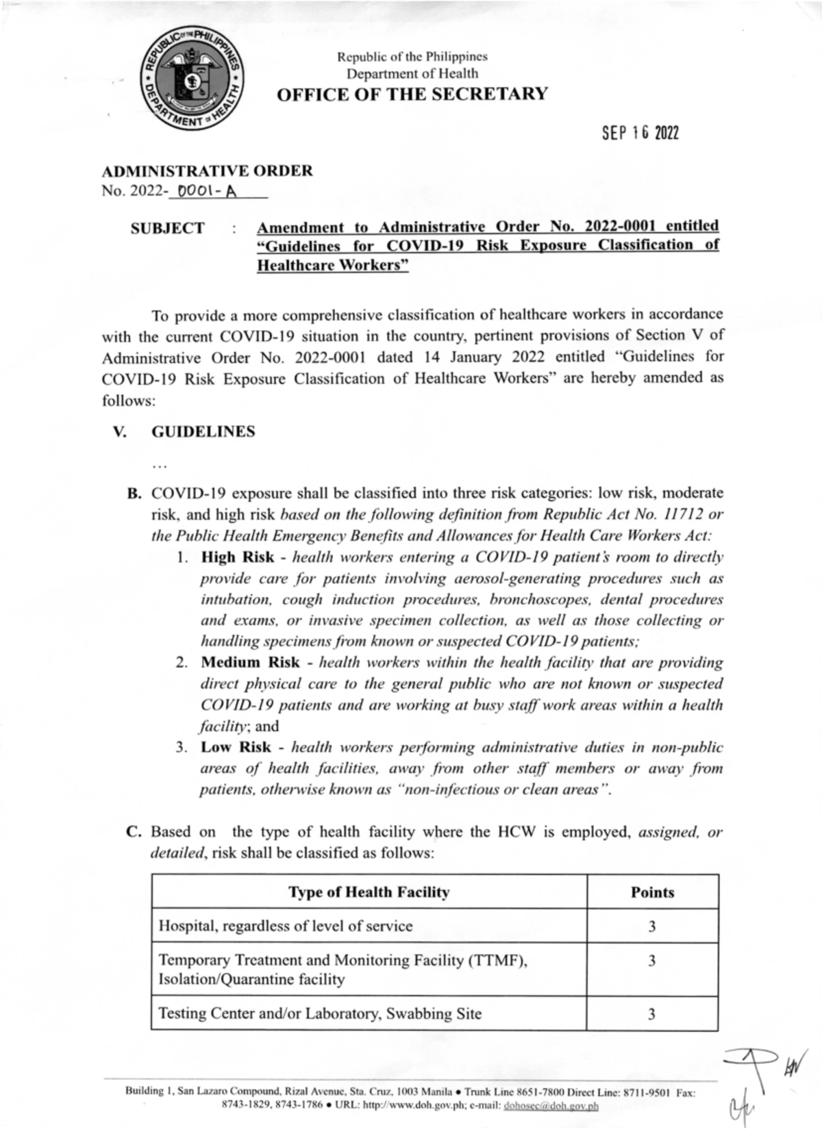 DOH Guidelines ON OCA - DOH - Republic of the Philippines Department of ...