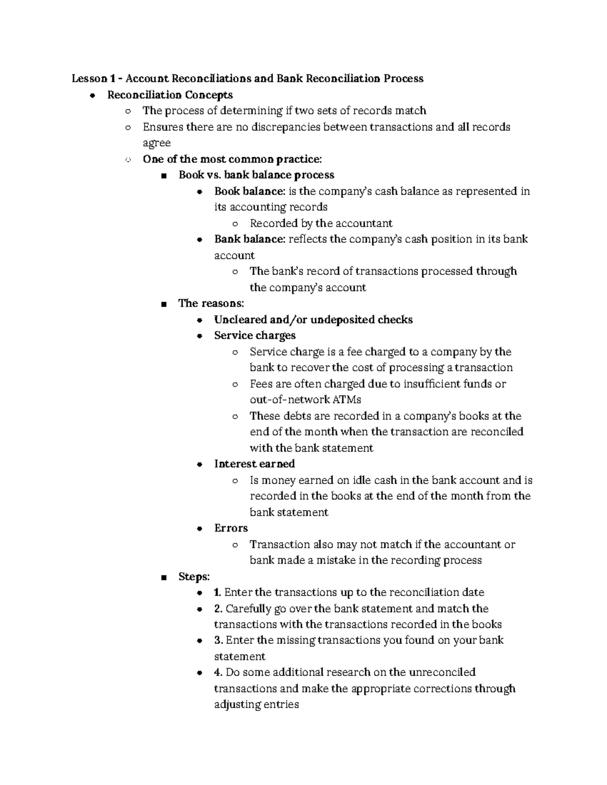 Domain 4 Reconciliation and Financial Statements - Lesson 1 - Account ...