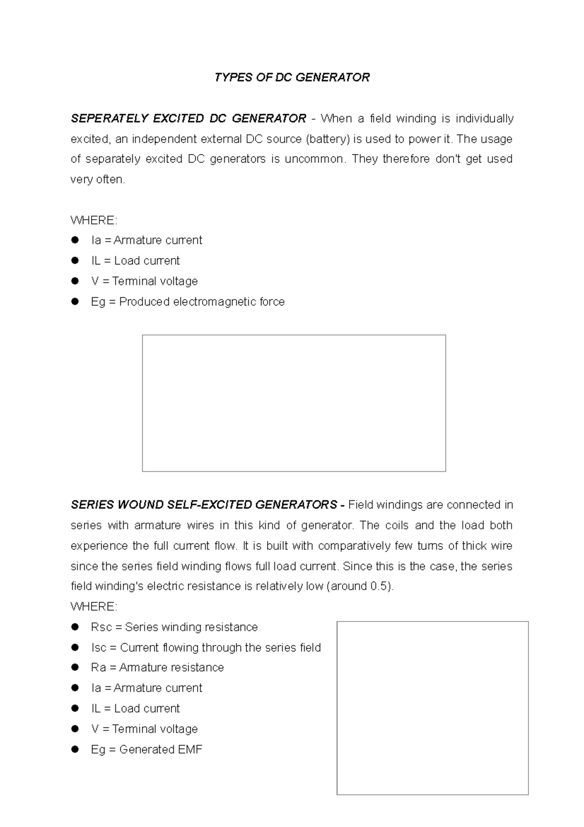 Types OF DC Generator Diagram TYPES OF DC GENERATOR SEPERATELY