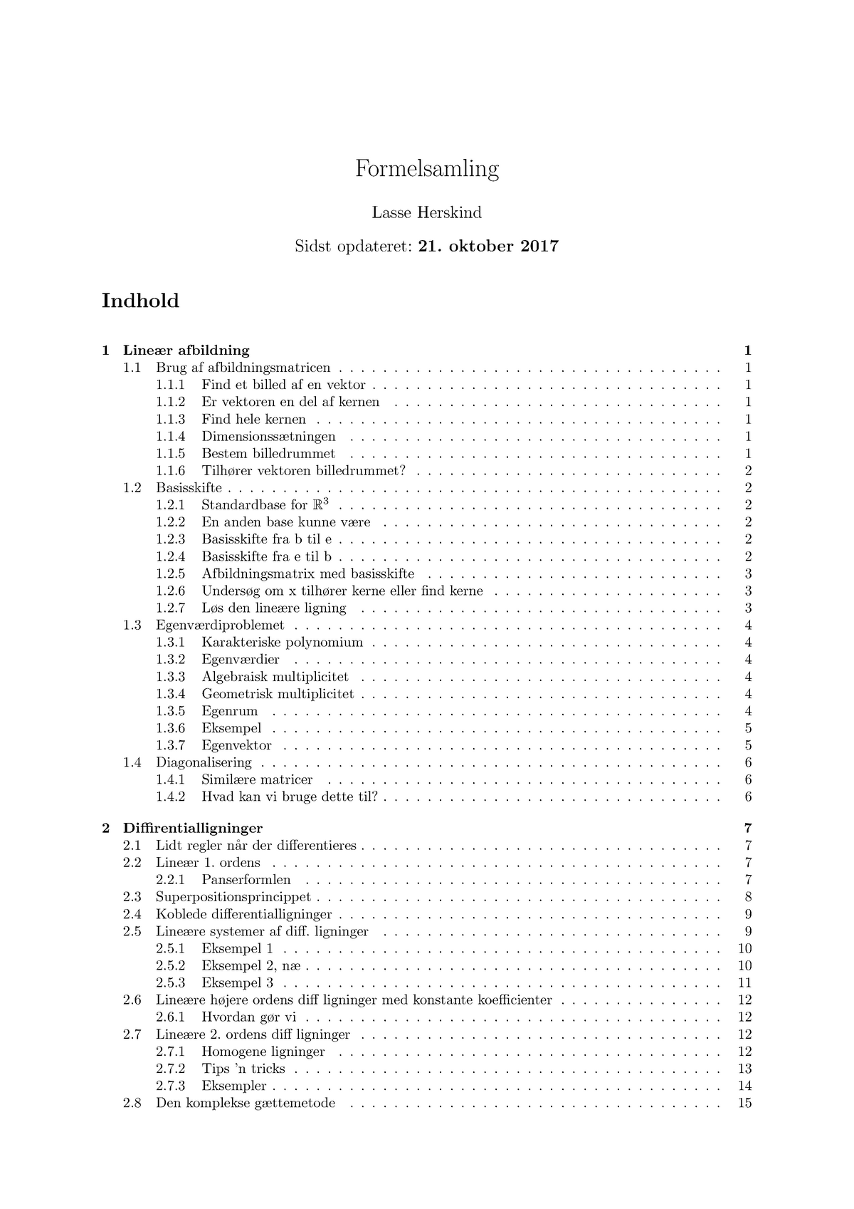 Formelsamling I Mat 1 - Gode Noter Til Anden Halvdel Af Mat 1 ...