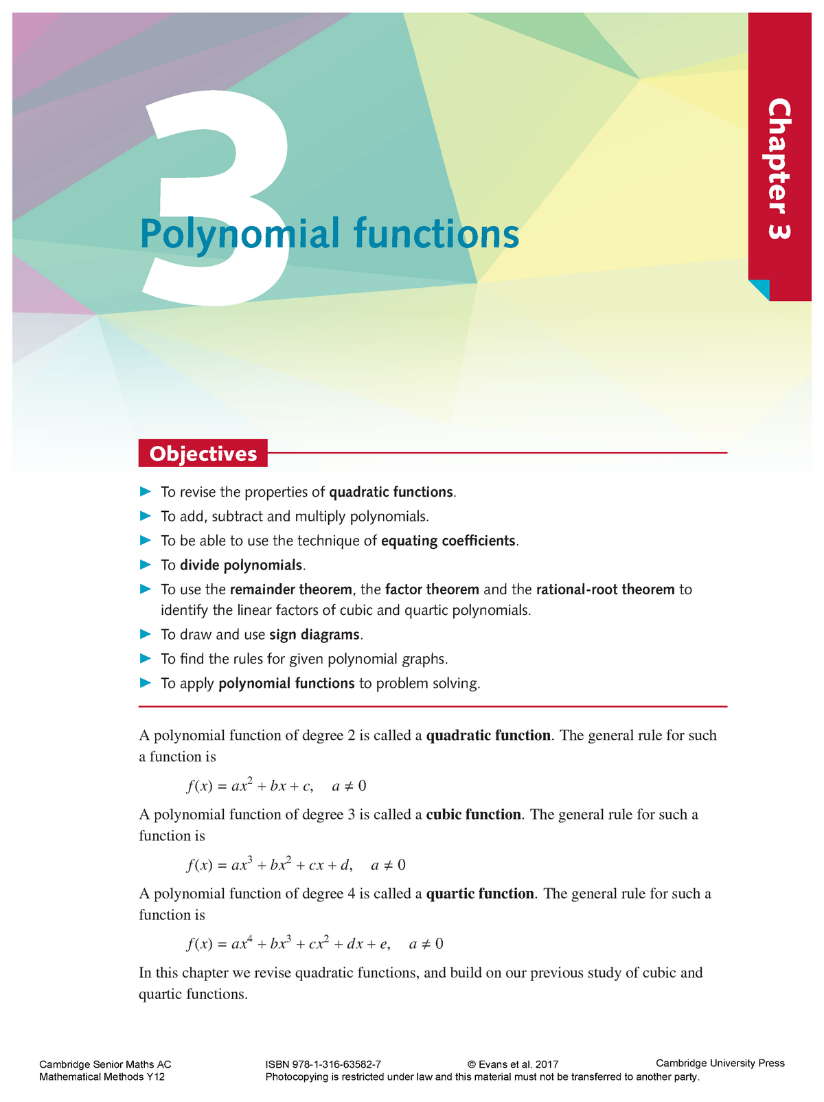 Chapter 3 Polynomial Functions - Chapter 3 3 Polynomial Functions To ...