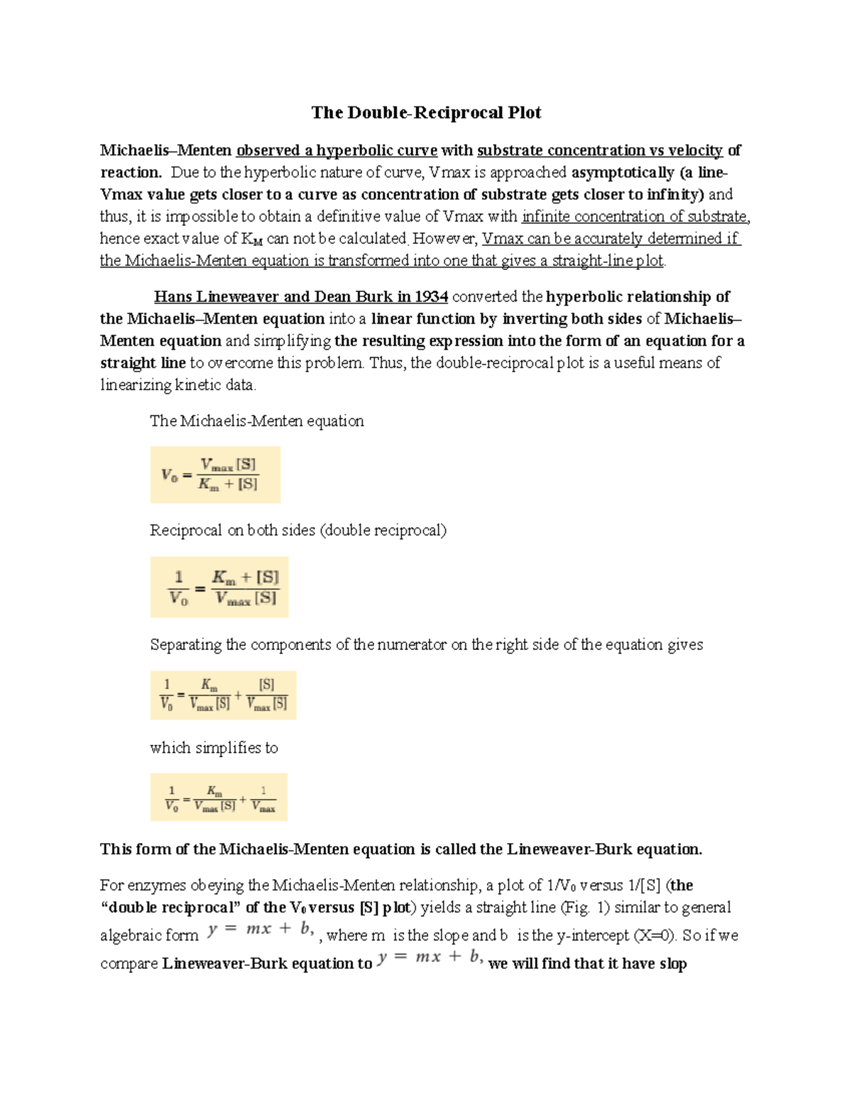 4-F-Double reciprocal plot and enzyme inhibition - The Double ...