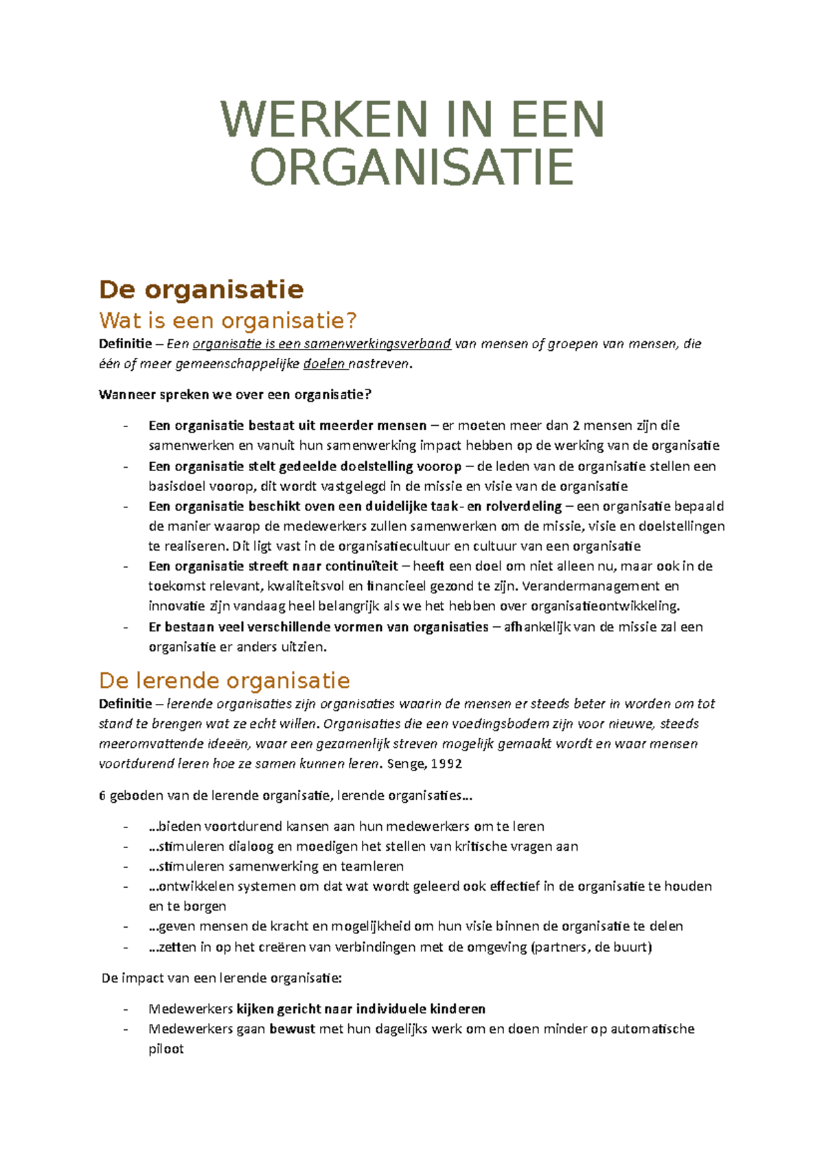 Werken In Een Organisatie - Samenvatting - H1 - WERKEN IN EEN ...