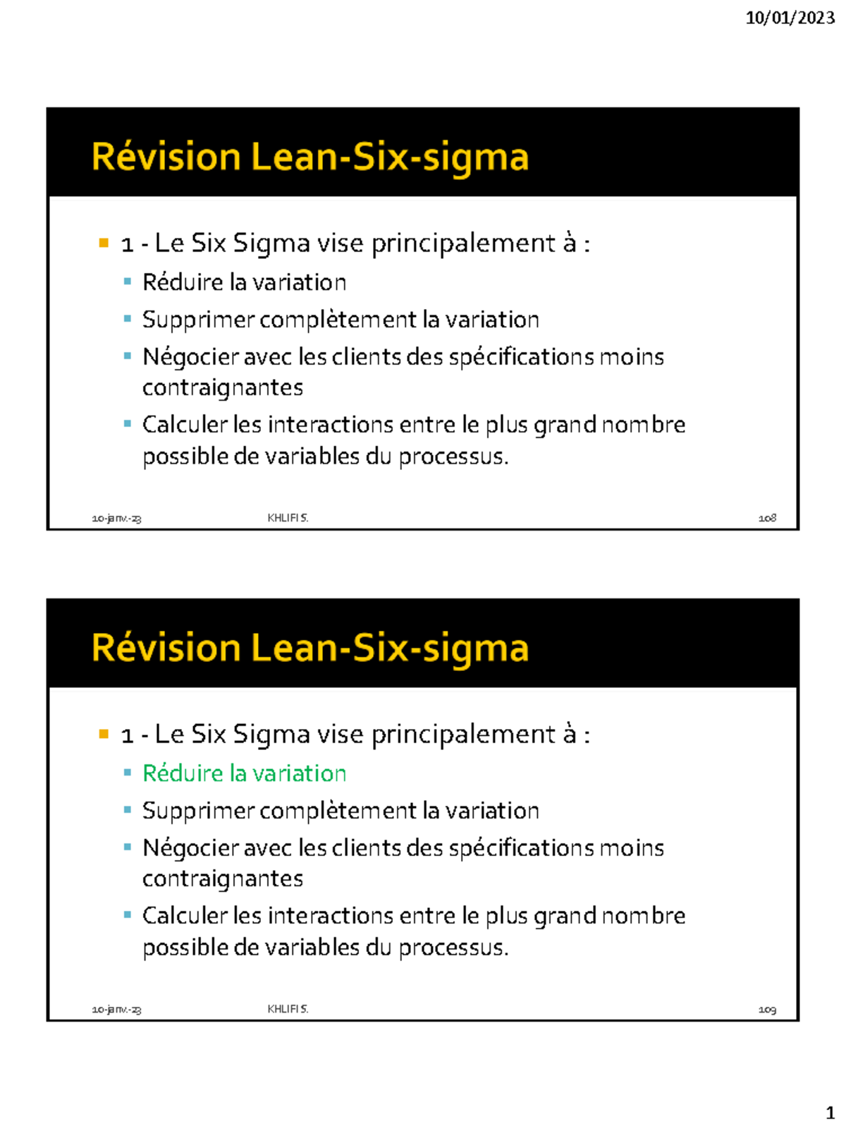 Révision-Lean-management - 1 - Le Six Sigma vise principalement ...