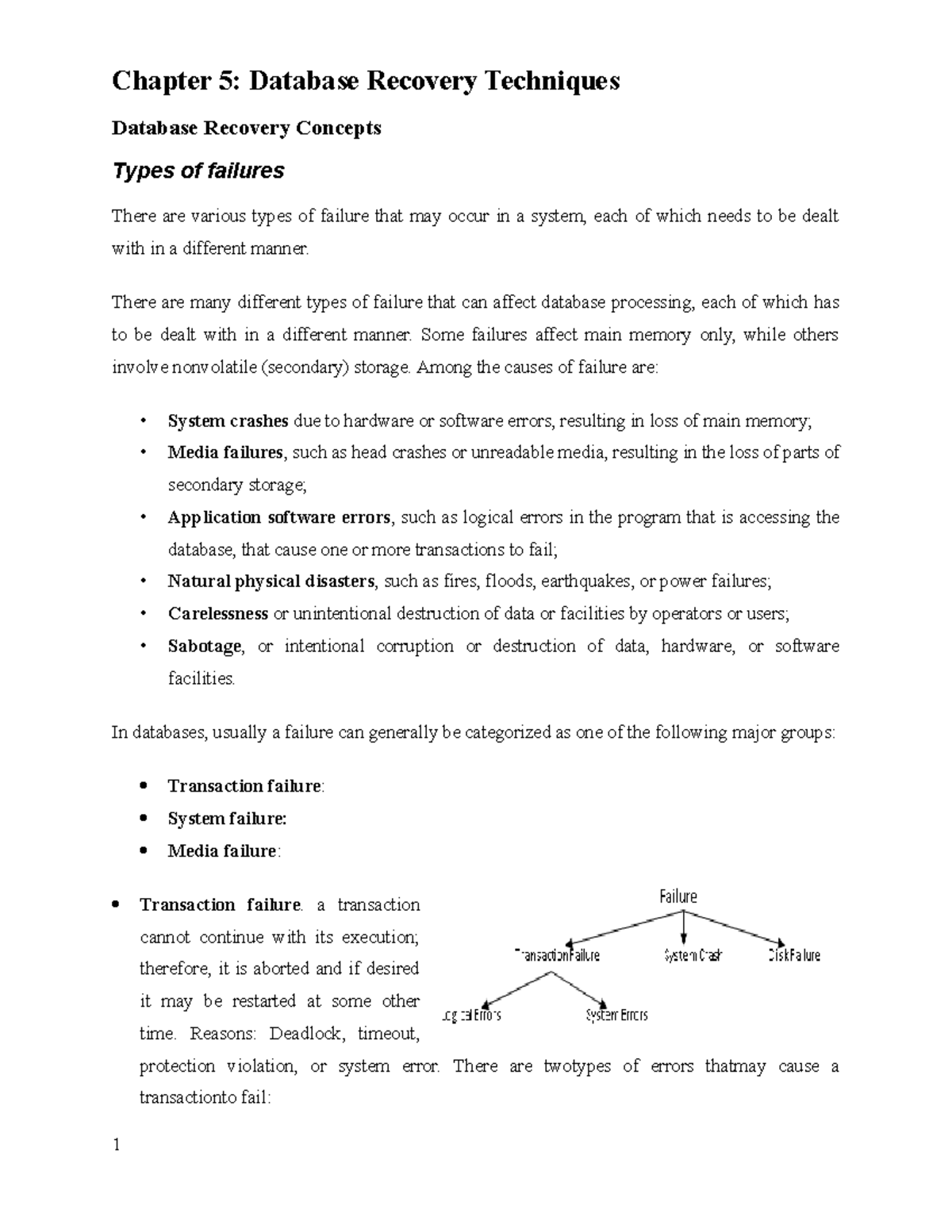 DBA Chapter 5 - research methodology - Chapter 5: Database Recovery ...