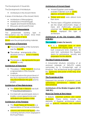 Art app Prefinal - NOTES - THE DEVELOPMENT THE DEVELOPMENT OF VISUAL ...