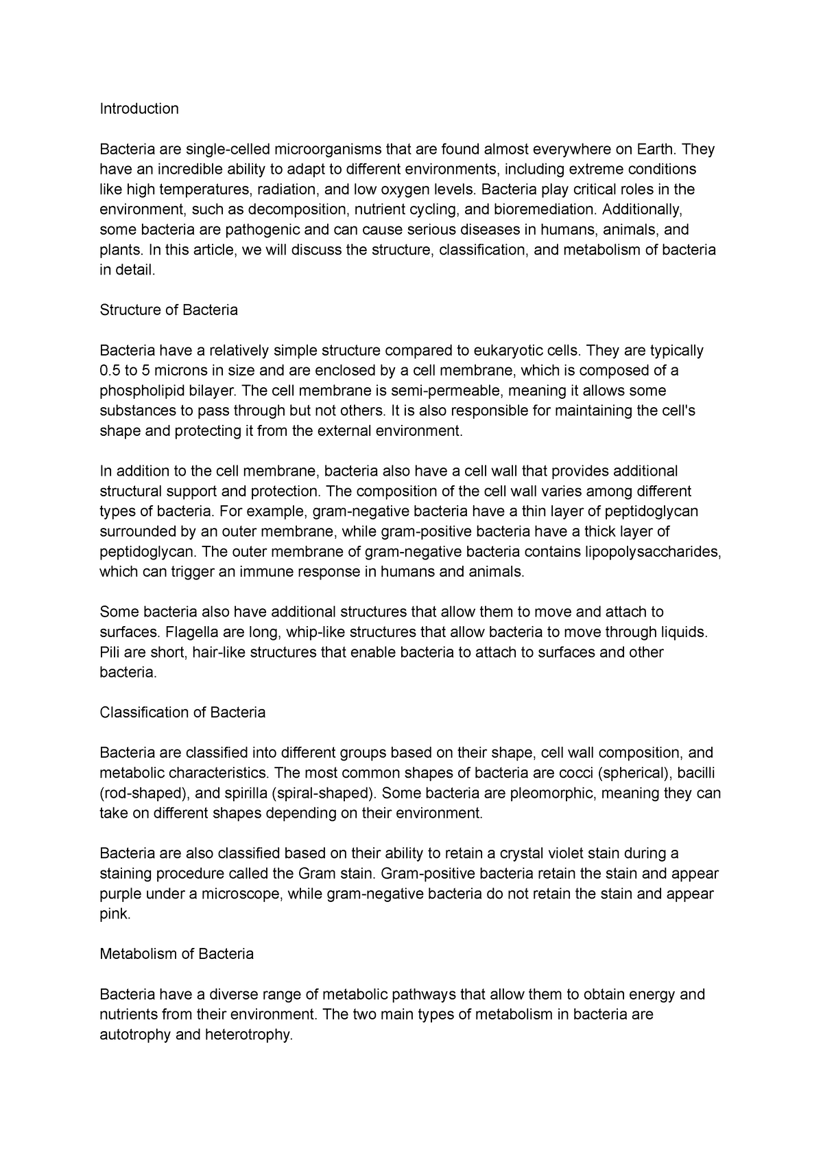 Bacteria structurenclassification and metabolism - Introduction ...