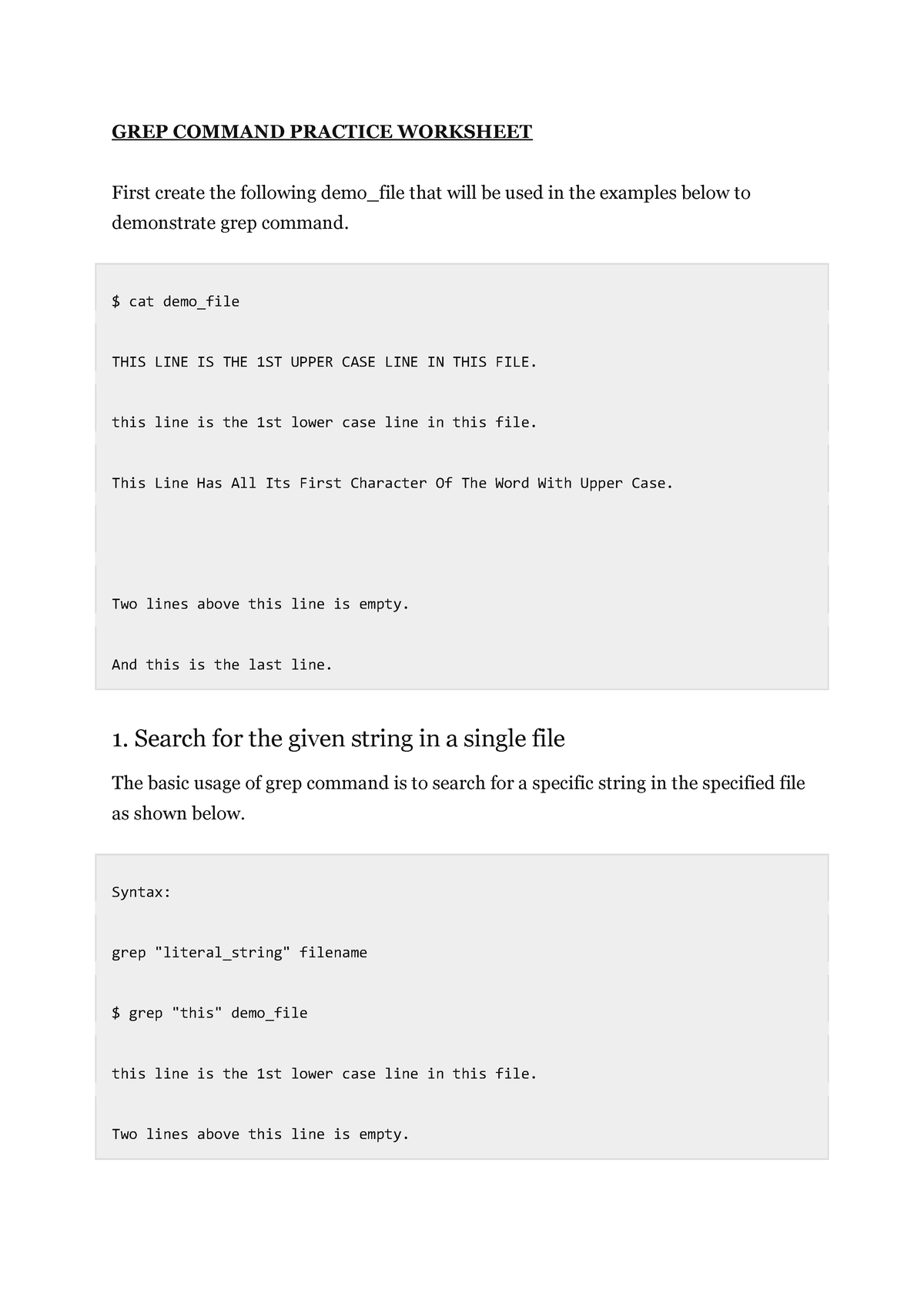 Grep Command Practice Worksheet Studocu