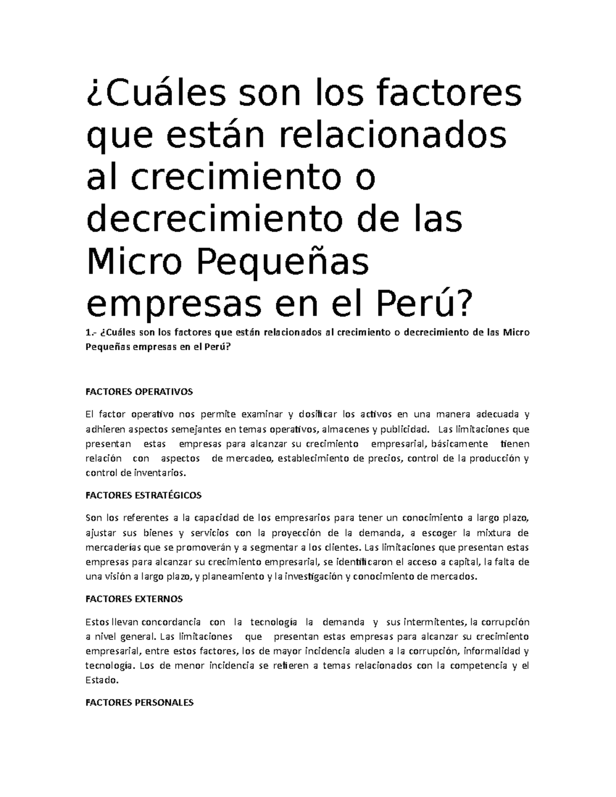 Factores Tarea Cuáles son los factores que están relacionados al