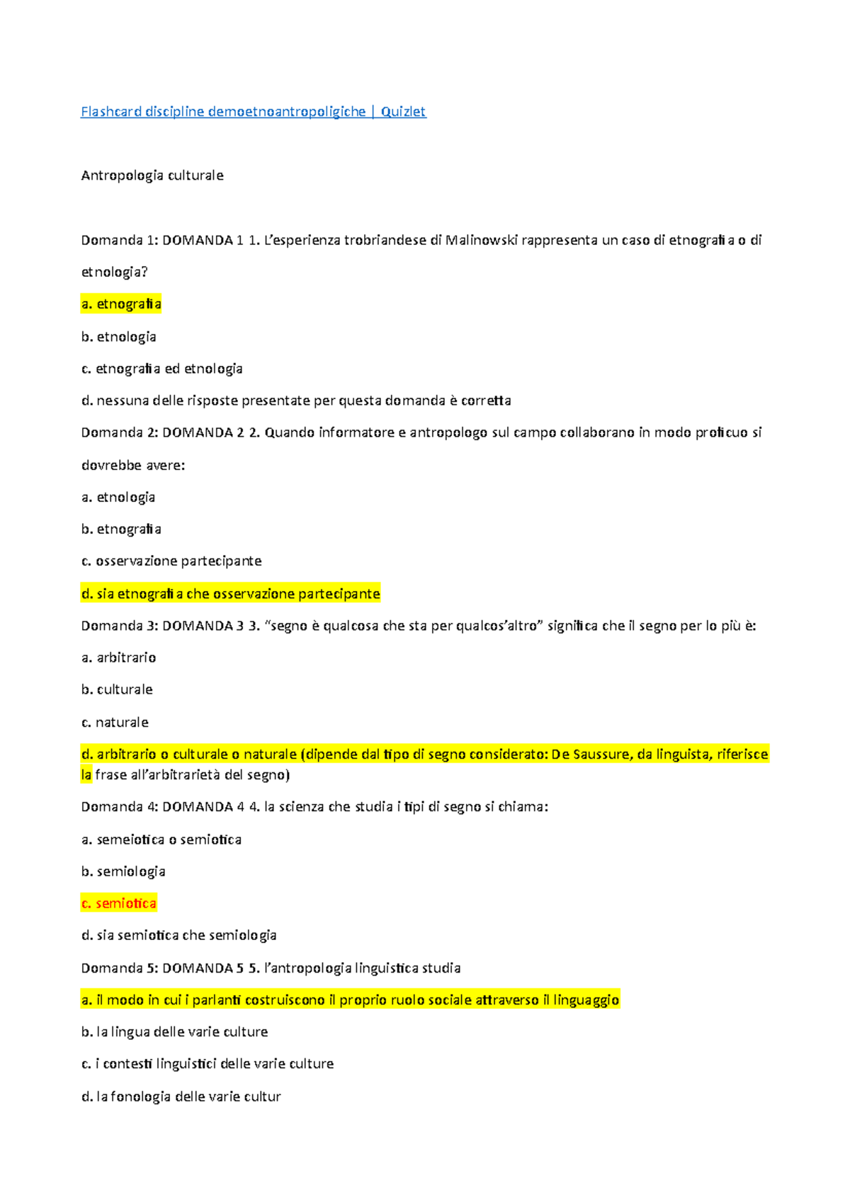 Risposte autoverifica cap 121 Flashcard discipline