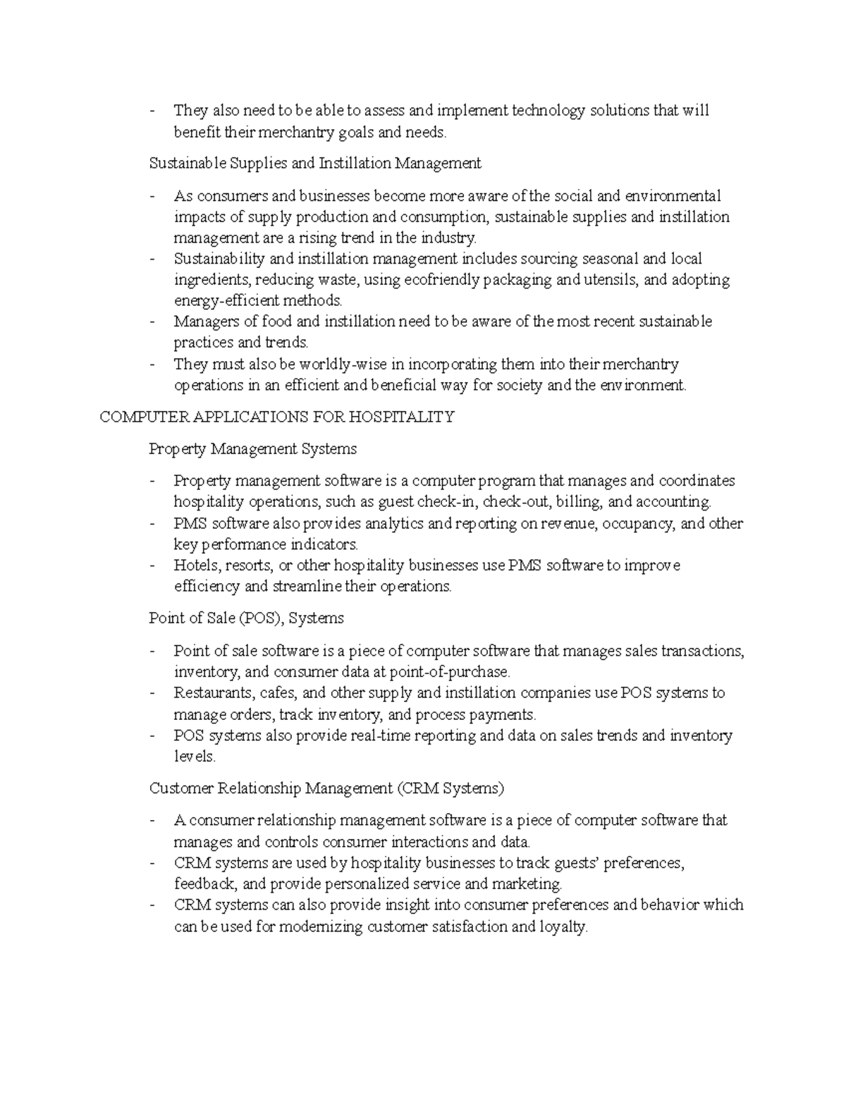 HTR 110 Notes 6 - Hospitality-tourism industry: hotels, resorts ...