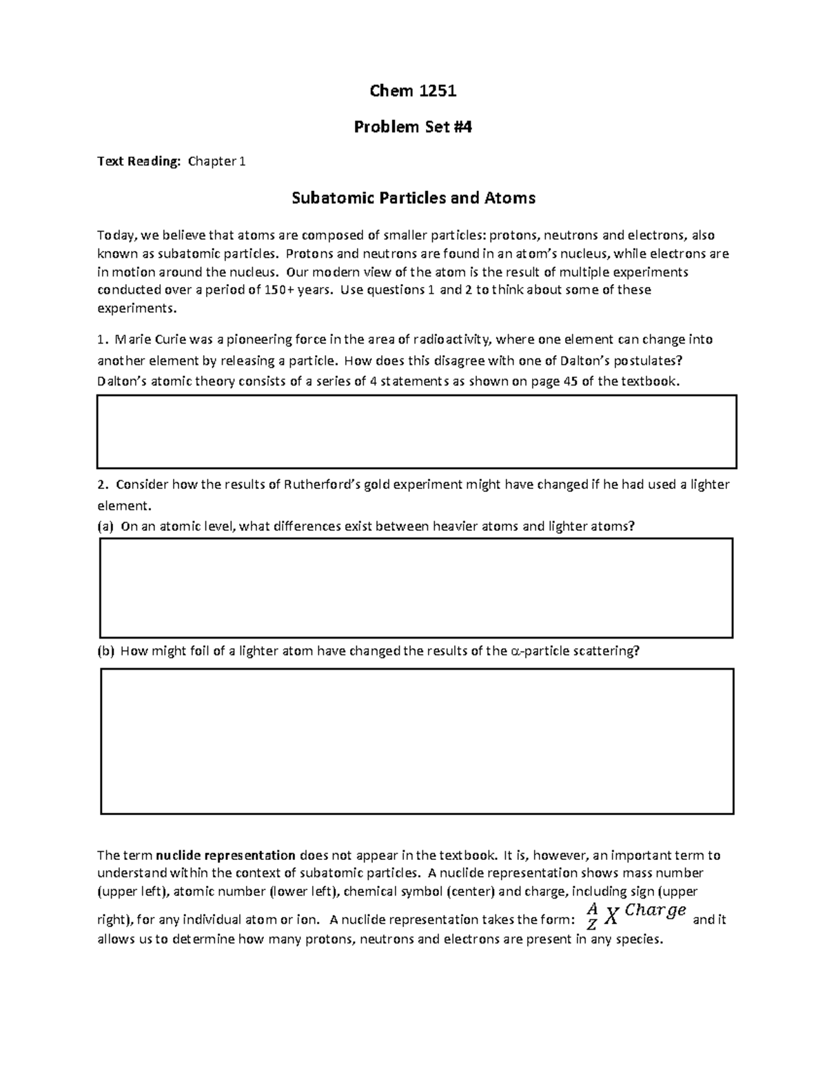 Ps 04 Tro Chapter 1 1 Practice Problems Chem 1251 Problem Set 4 Text Reading Chapter 1 8337