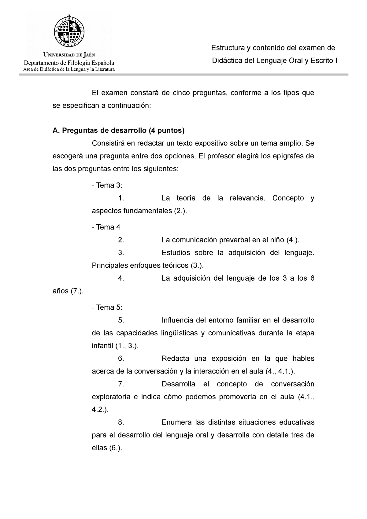 Examen 8 Enero 2016, Preguntas Y Respuestas - Área De Didáctica De La ...