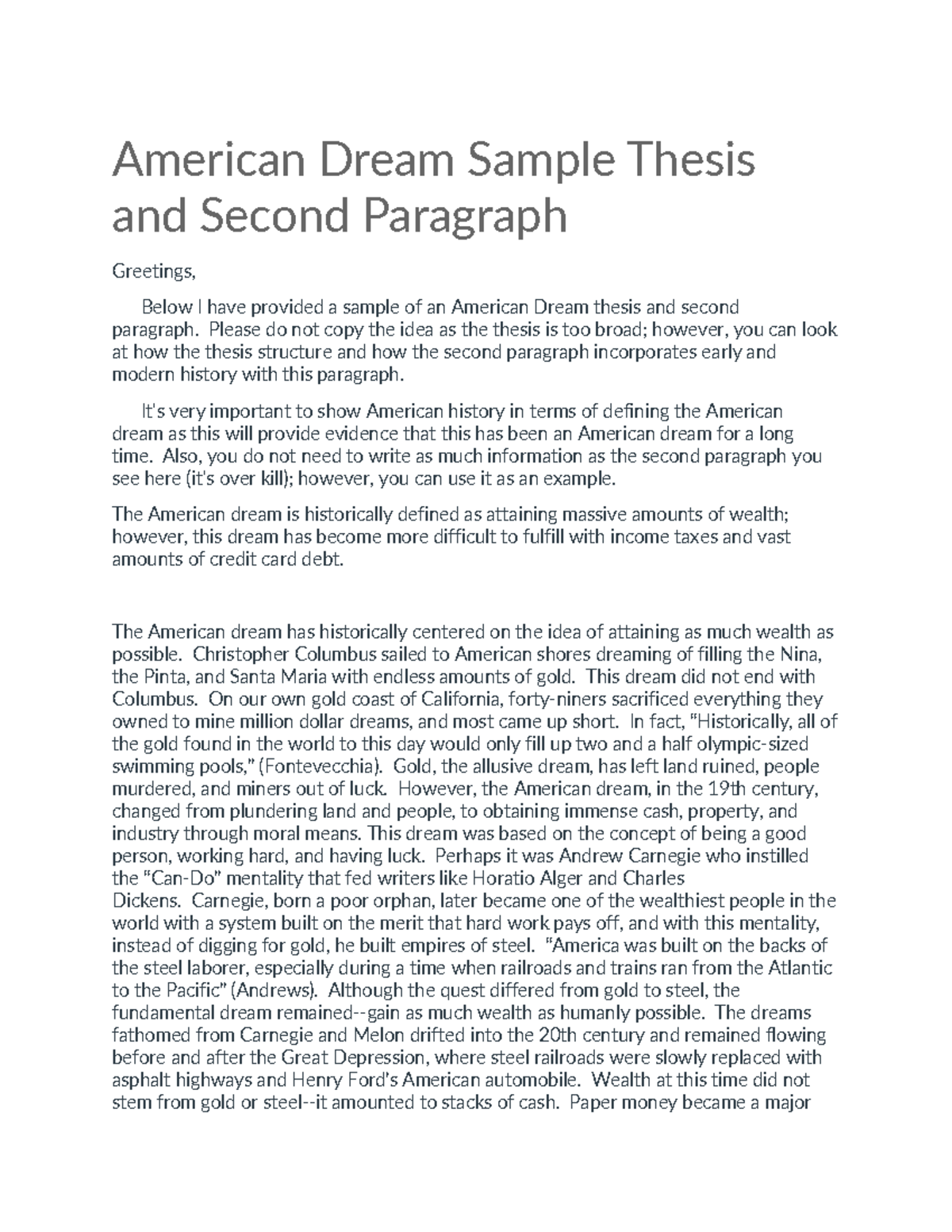 american dream thesis